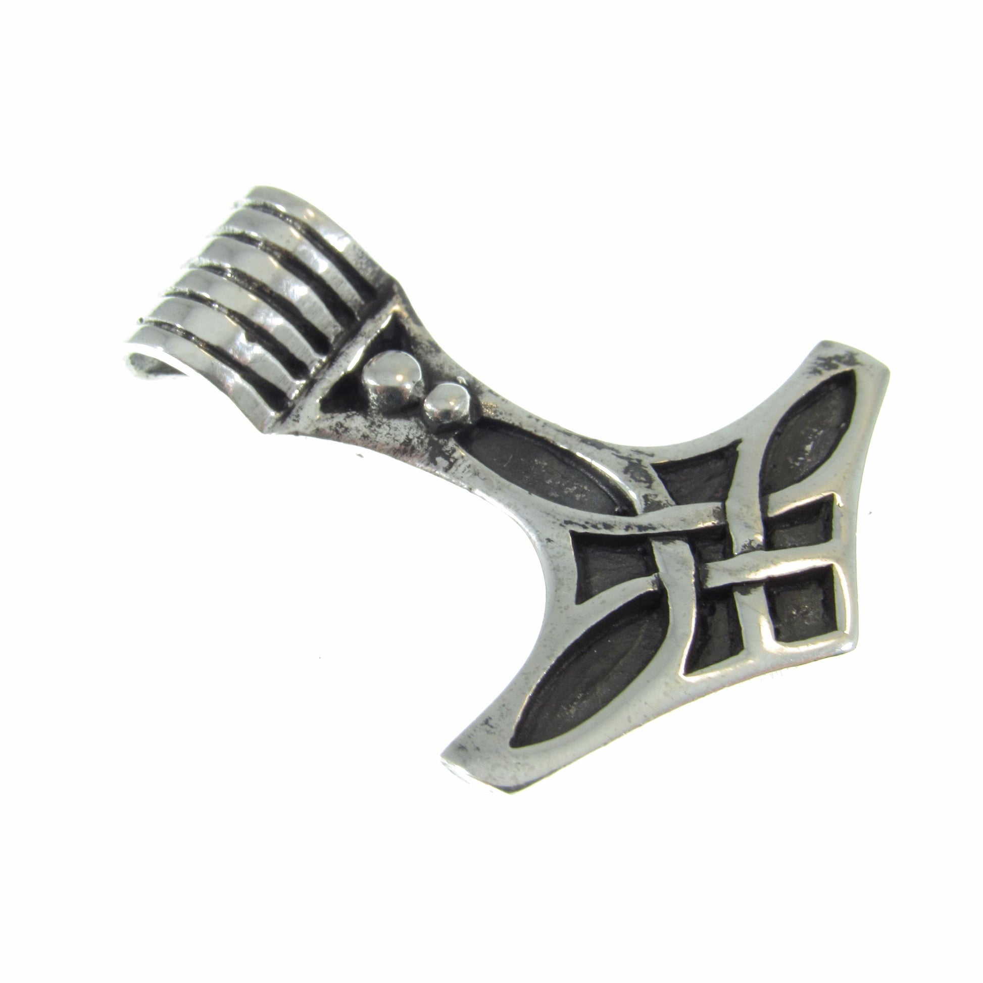 Solid 925 Sterling Silver Thor’s Hammer Slide Pendant – Handcrafted Viking Jewelry – Norse Mythology Charm – Mjolnir Celtic Knotwork Amulet