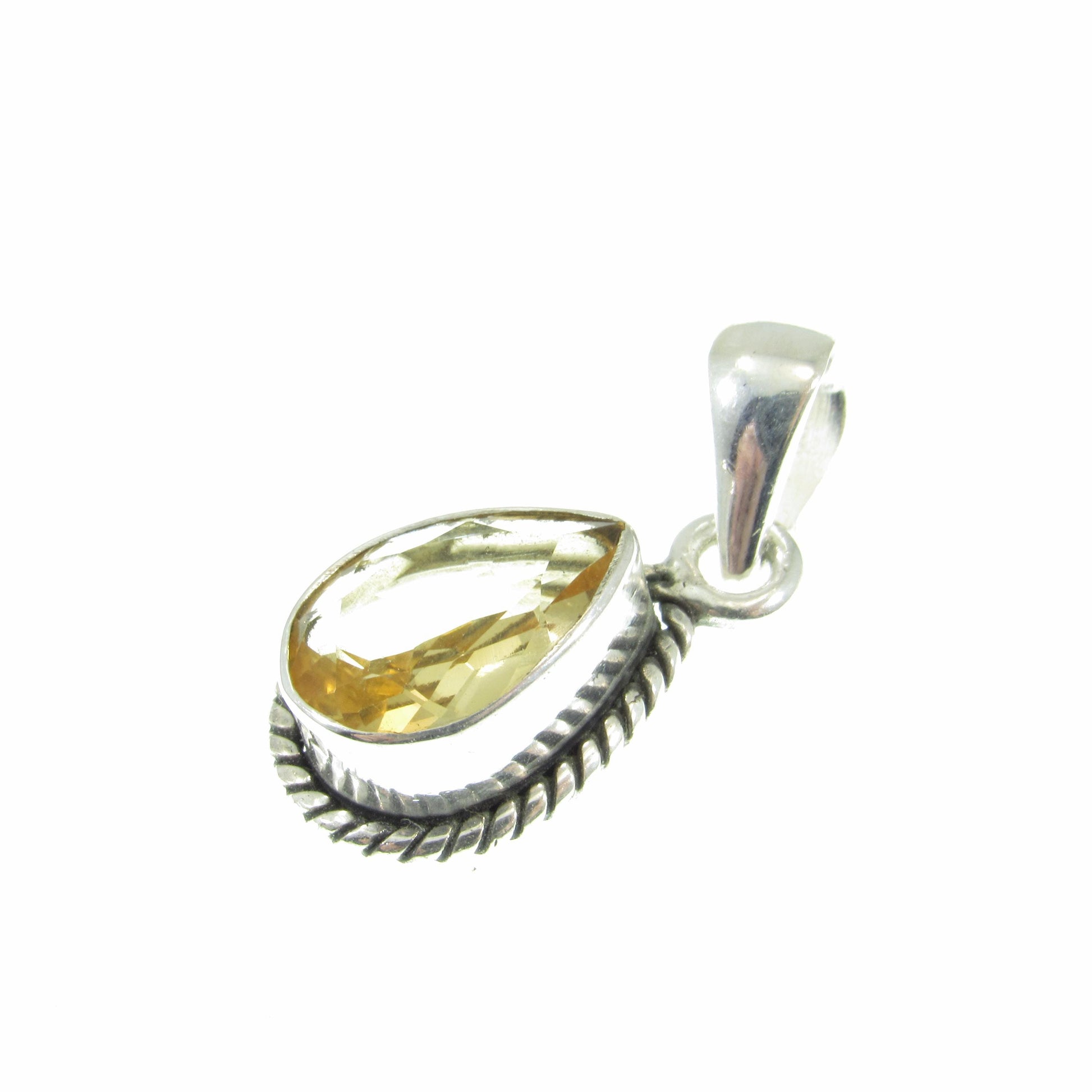 Solid 925 Sterling Silver and Faceted Citrine Pendant – Handcrafted Teardrop Gemstone Charm – November Birthstone Jewelry – Gift for Her