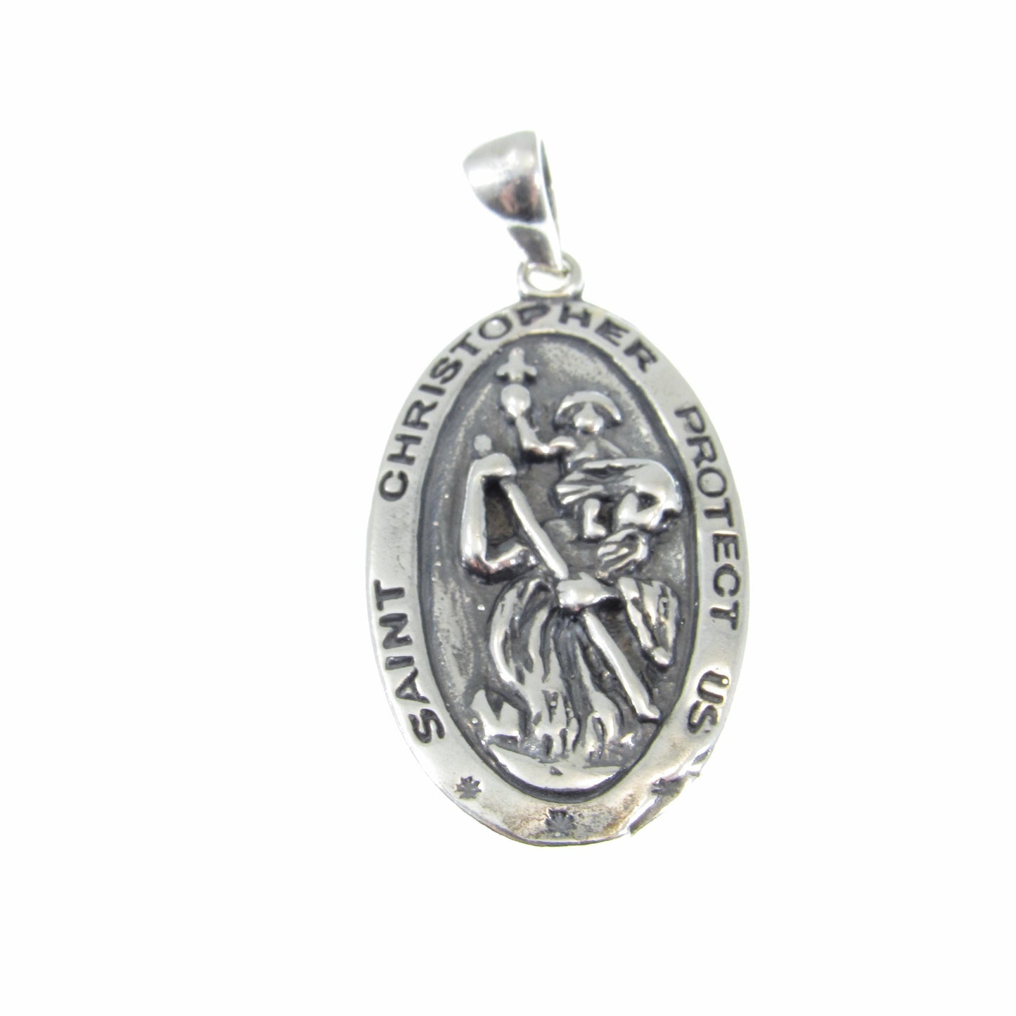 Solid 925 Sterling Silver St. Saint Christopher Pendant, Travel Protection Charm, Handcrafted Religious Medal, Patron Saint Jewelry