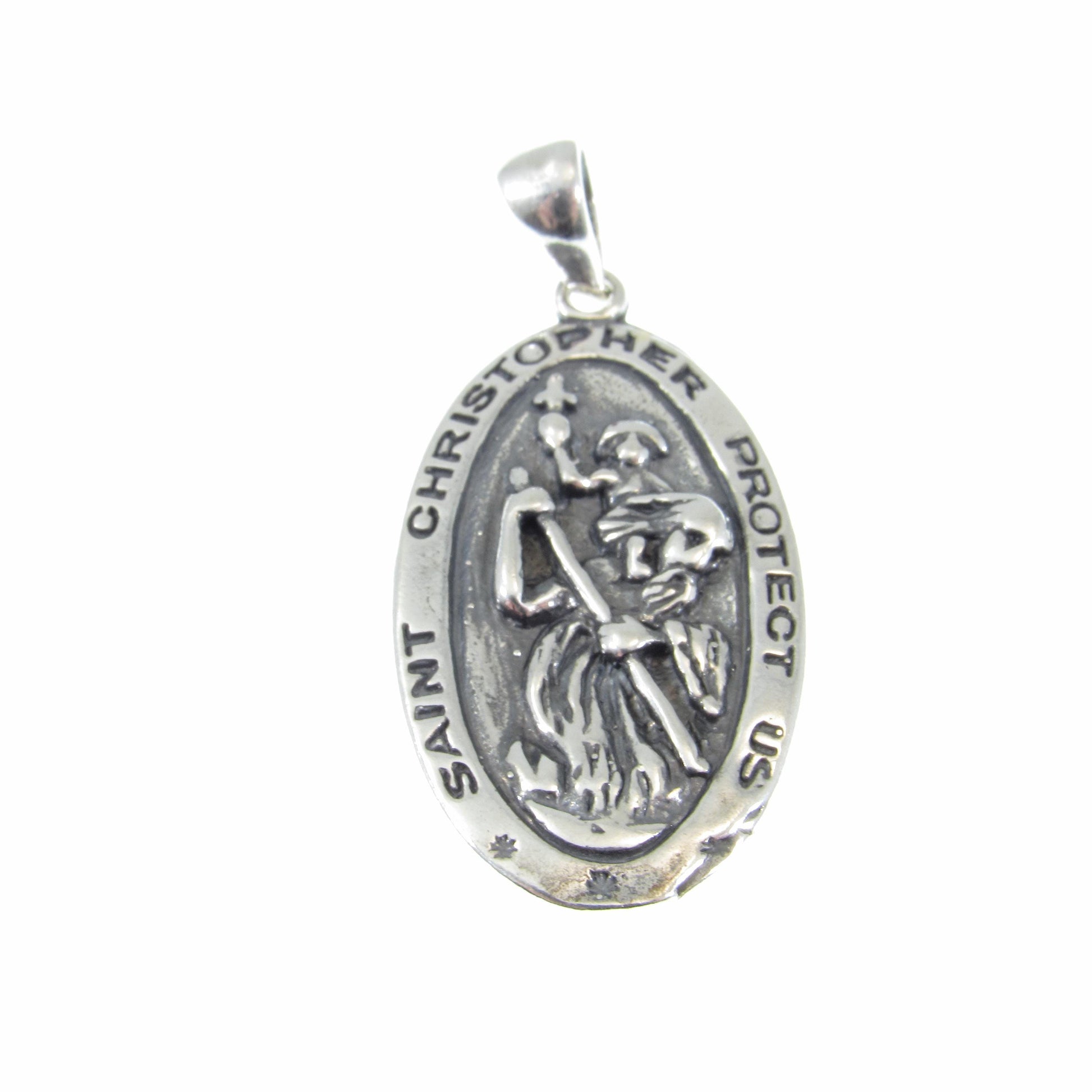 Solid 925 Sterling Silver St. Saint Christopher Pendant, Travel Protection Charm, Handcrafted Religious Medal, Patron Saint Jewelry