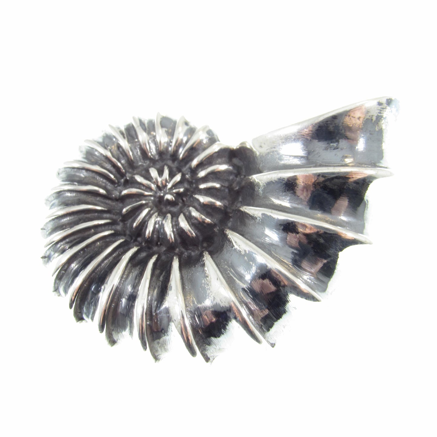 Solid 925 Sterling Silver Ammonite Fossil Pendant, Handcrafted Shaligram Shell, Spiral Slide Charm, Nature Jewelry, Gift for Men and Women