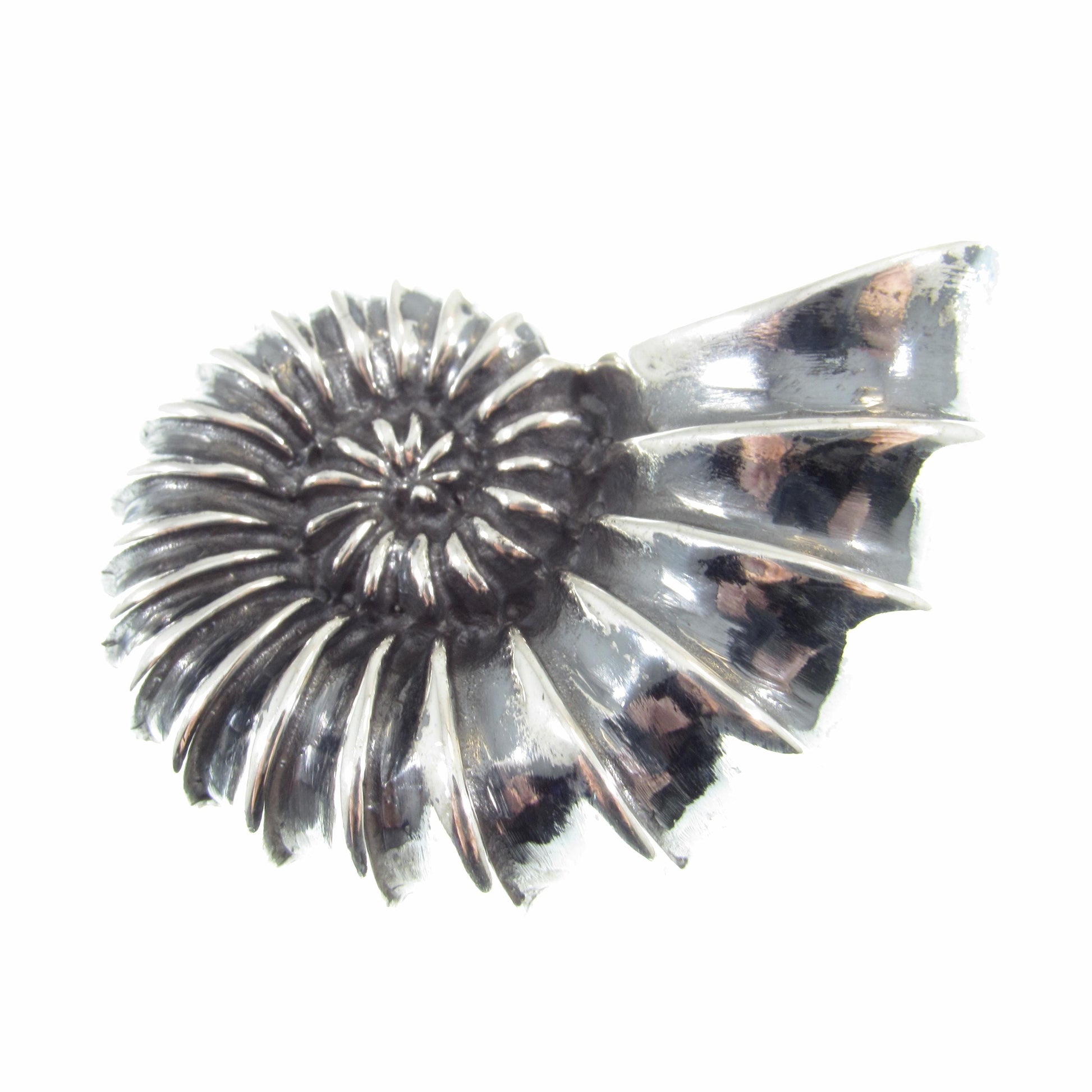 Solid 925 Sterling Silver Ammonite Fossil Pendant, Handcrafted Shaligram Shell, Spiral Slide Charm, Nature Jewelry, Gift for Men and Women