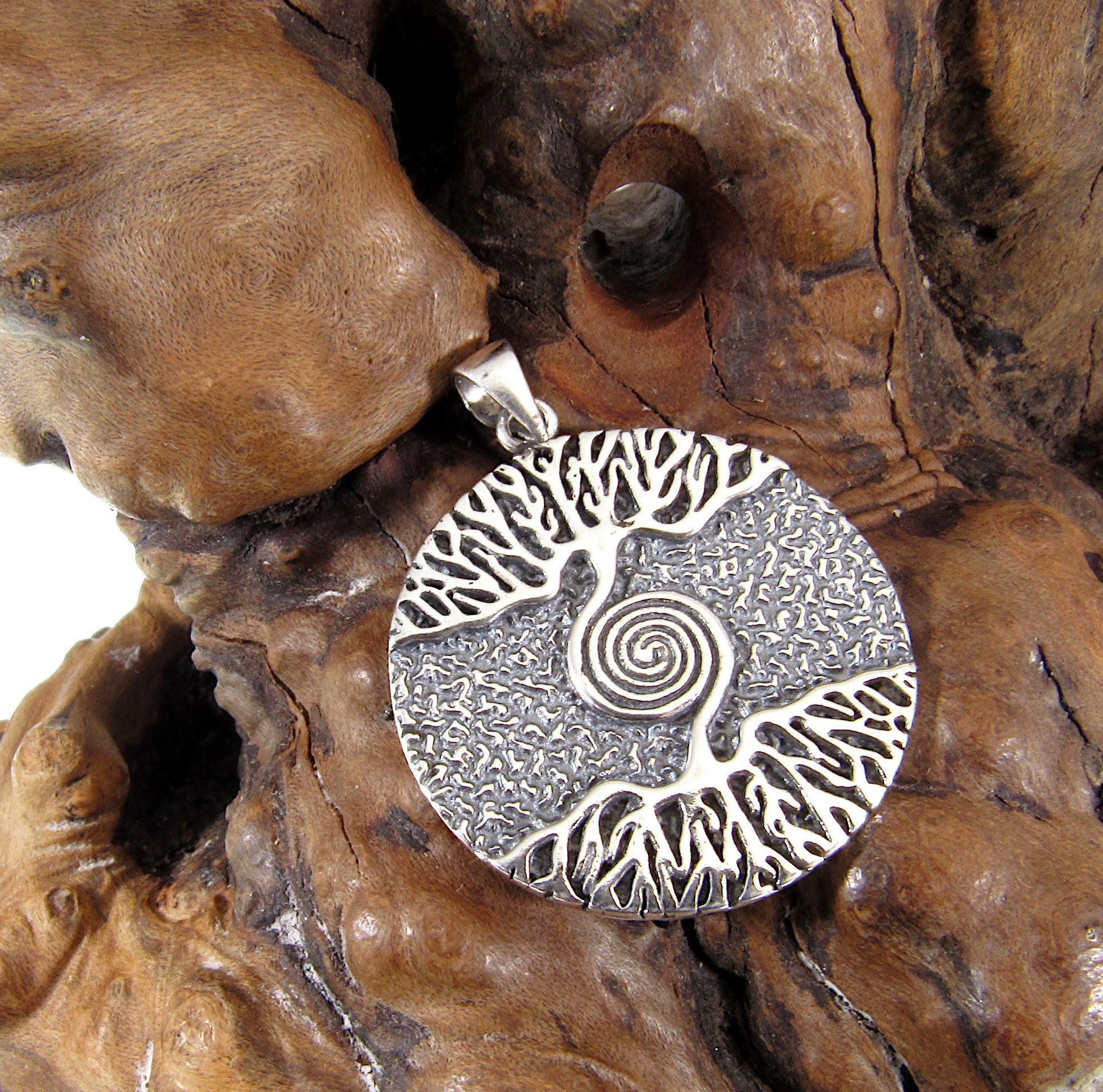 Solid 925 Sterling Silver Tree of Life Pendant – Celtic Spiral & Roots Amulet, Spiritual Nature Jewelry, Symbol of Wisdom, Wiccan Pagan Gift