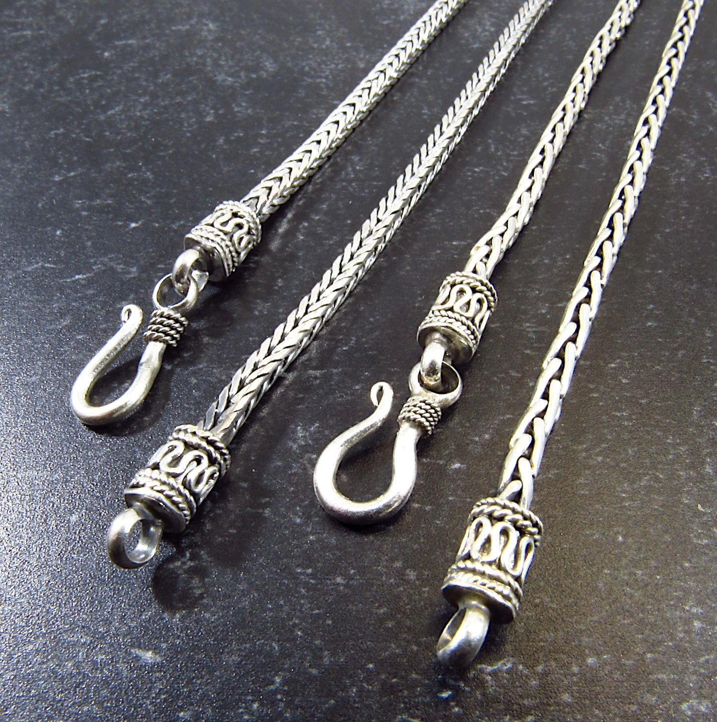 Solid 925 Sterling Silver Balinese Chains, Necklace or Bracelet – Handmade in Bali, Oxidized Unisex Jewelry, Unique Gift for Men & Women