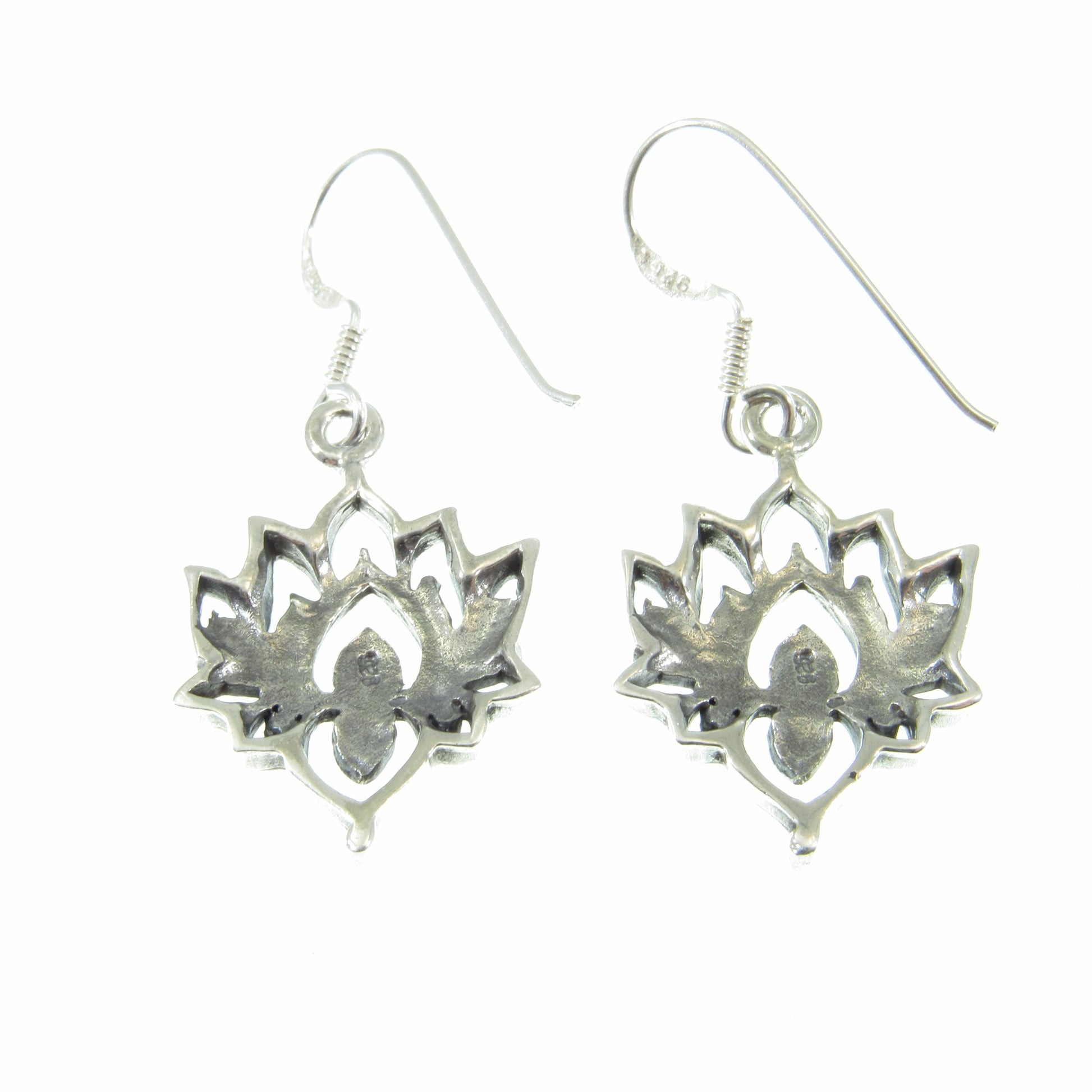 Solid 925 Sterling Silver Lotus Flower Earrings – Boho Drop Dangle Earrings for Women, Yoga Jewelry, Spiritual Silver Earrings, Gift for Her