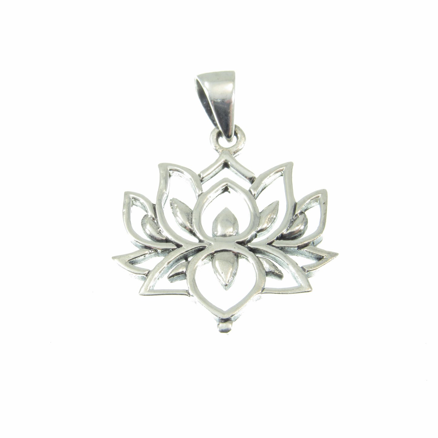 Solid 925 Sterling Silver Lotus Flower Pendant – Boho Yoga Necklace Charm, Spiritual Jewelry for Women & Men, Meditation Gift for Yogis