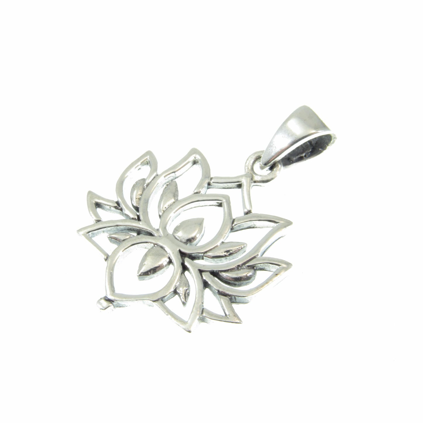 Solid 925 Sterling Silver Lotus Flower Pendant – Boho Yoga Necklace Charm, Spiritual Jewelry for Women & Men, Meditation Gift for Yogis