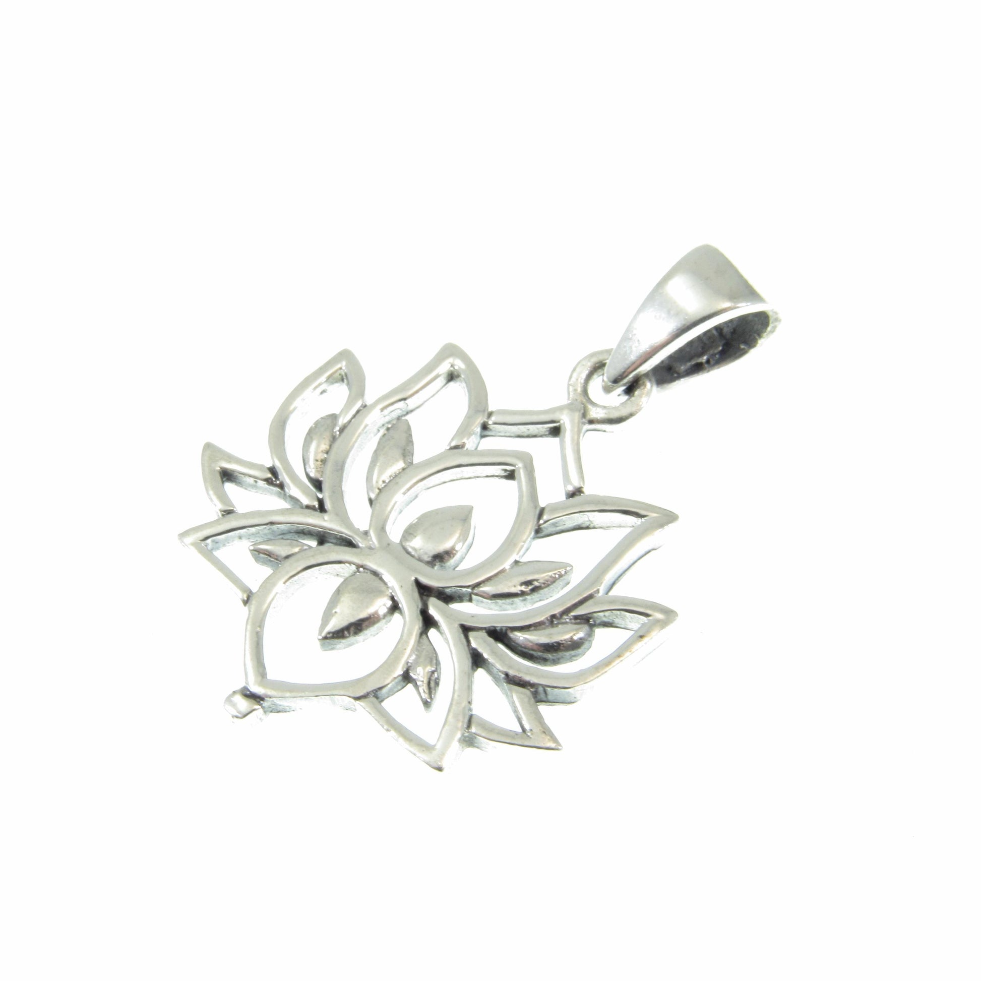 Solid 925 Sterling Silver Lotus Flower Pendant – Boho Yoga Necklace Charm, Spiritual Jewelry for Women & Men, Meditation Gift for Yogis
