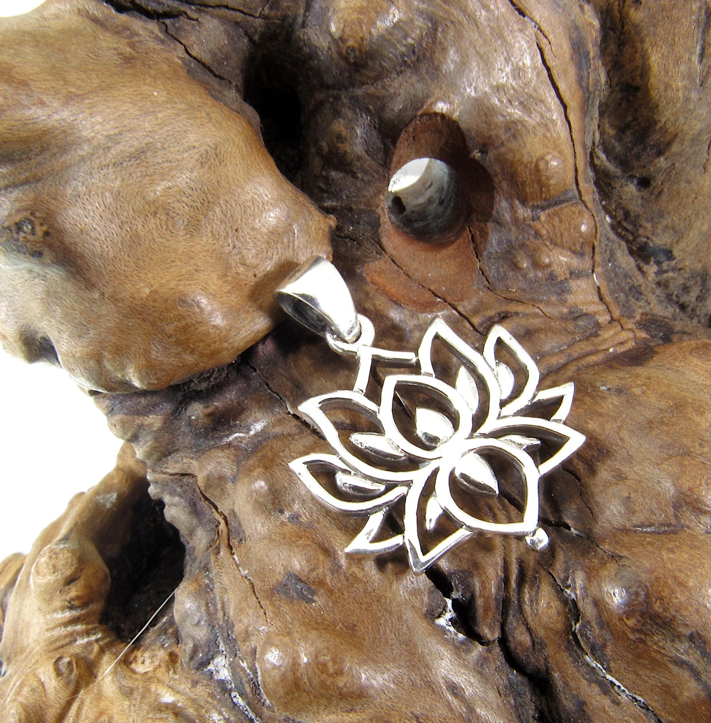 Solid 925 Sterling Silver Lotus Flower Pendant – Boho Yoga Necklace Charm, Spiritual Jewelry for Women & Men, Meditation Gift for Yogis