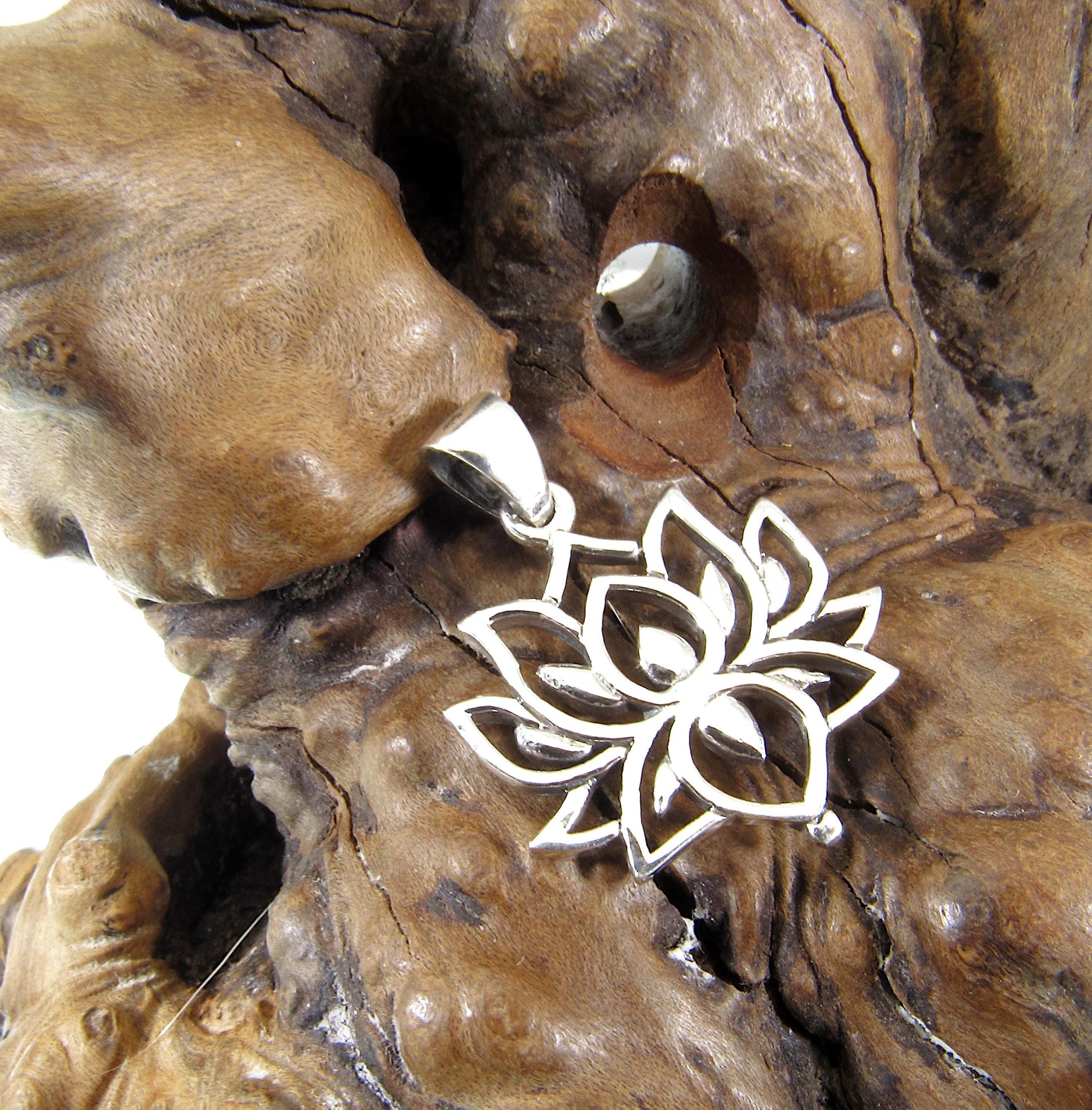 Solid 925 Sterling Silver Lotus Flower Pendant – Boho Yoga Necklace Charm, Spiritual Jewelry for Women & Men, Meditation Gift for Yogis