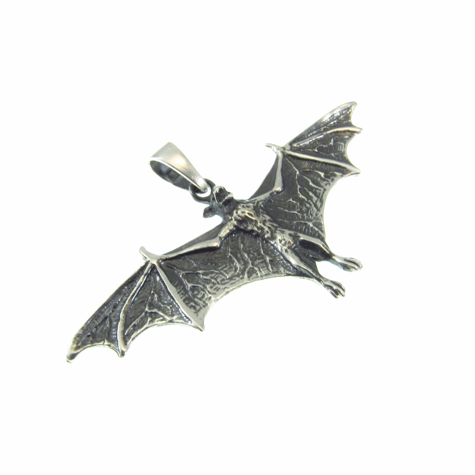 Solid 925 Sterling Silver Bat Pendant – Gothic Vampire Necklace Pendant, Halloween Jewelry, Occult Gift for Men & Women, Wiccan Jewelry