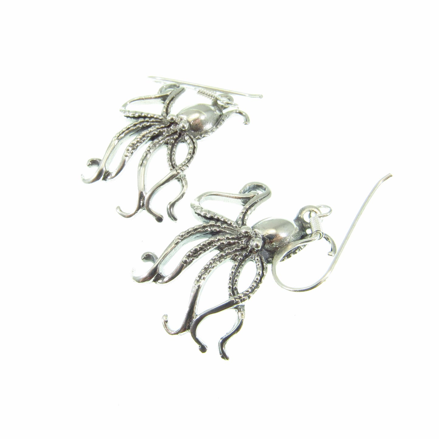 Solid 925 Sterling Silver Octopus Earrings – Nautical Ocean Jewelry, Beach Lover Gift, Boho Sea Life Drop / Hook / Dangle Earrings for Women