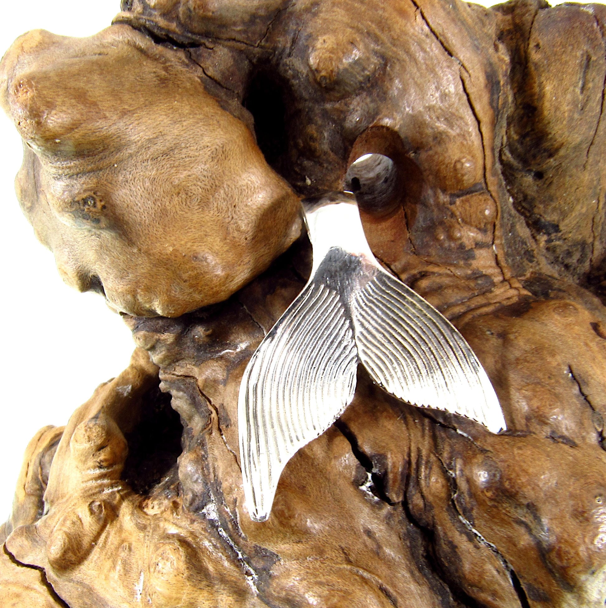 Large Solid 925 Sterling Silver Whale / Mermaid Tail Slide Pendant, Handcrafted 3D Nautical Ocean Life Jewelry, Summer Beach Lover Gift