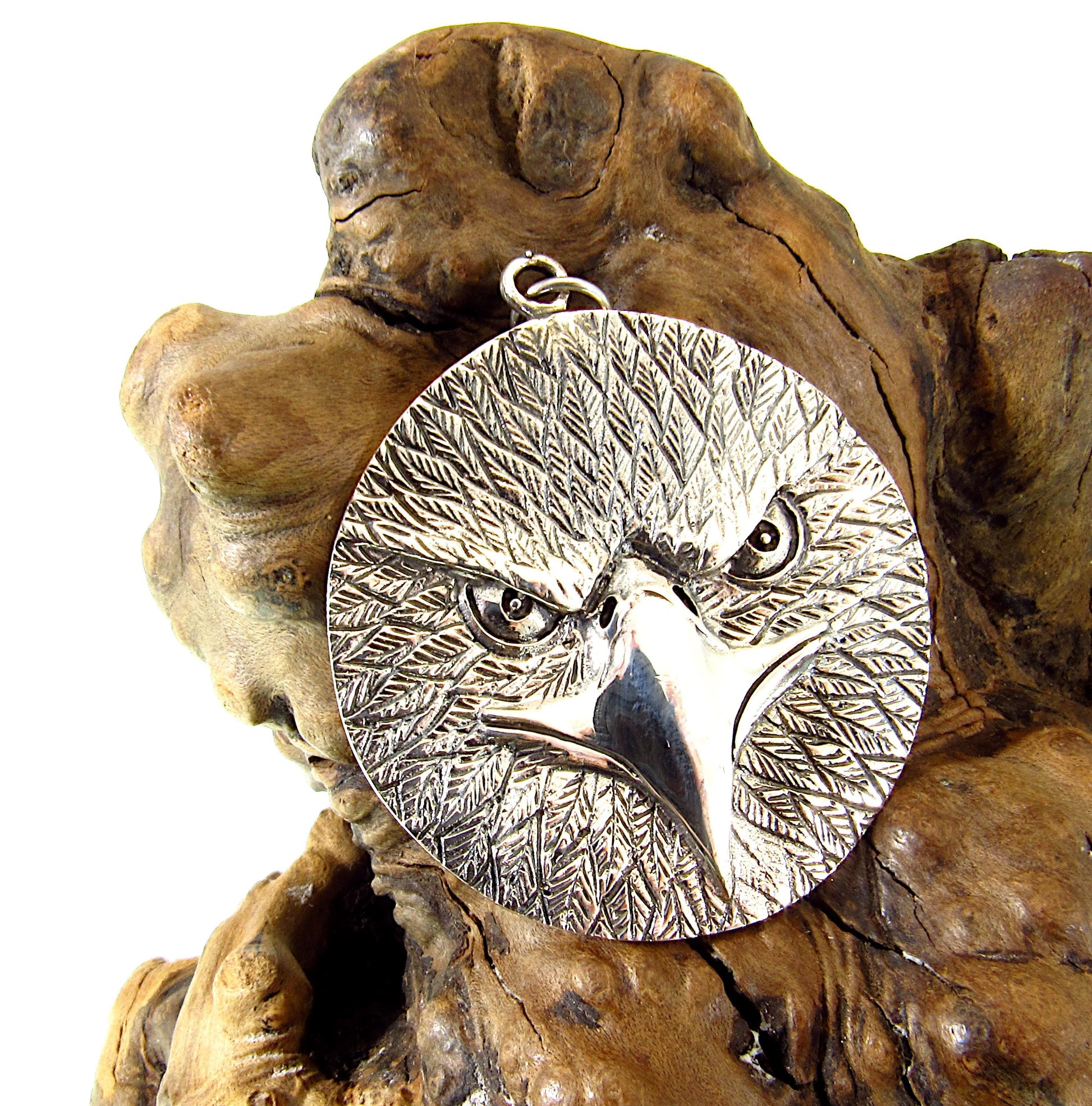 Solid 925 Sterling Silver Eagle Amulet – Large Patriotic Necklace Pendant, American Bald Eagle Jewelry, Handcrafted Men’s Statement Piece