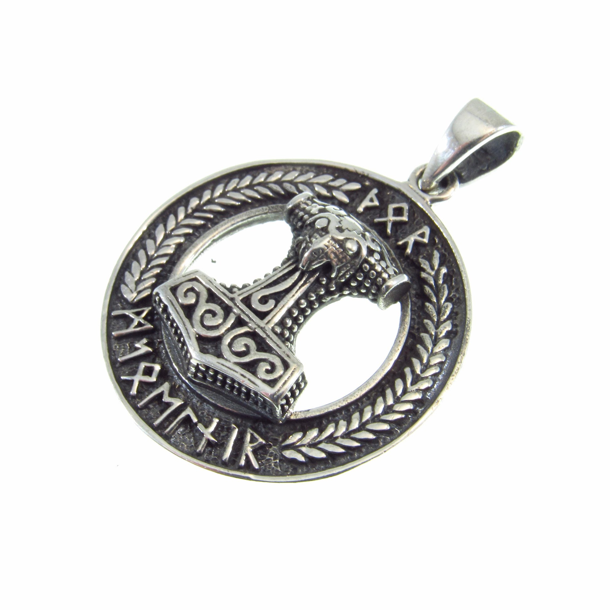 Solid 925 Sterling Silver Viking Thor’s Hammer Pendant – Norse Mythology Necklace Pendant, Mjolnir Amulet, Nordic Pagan Jewelry for Men