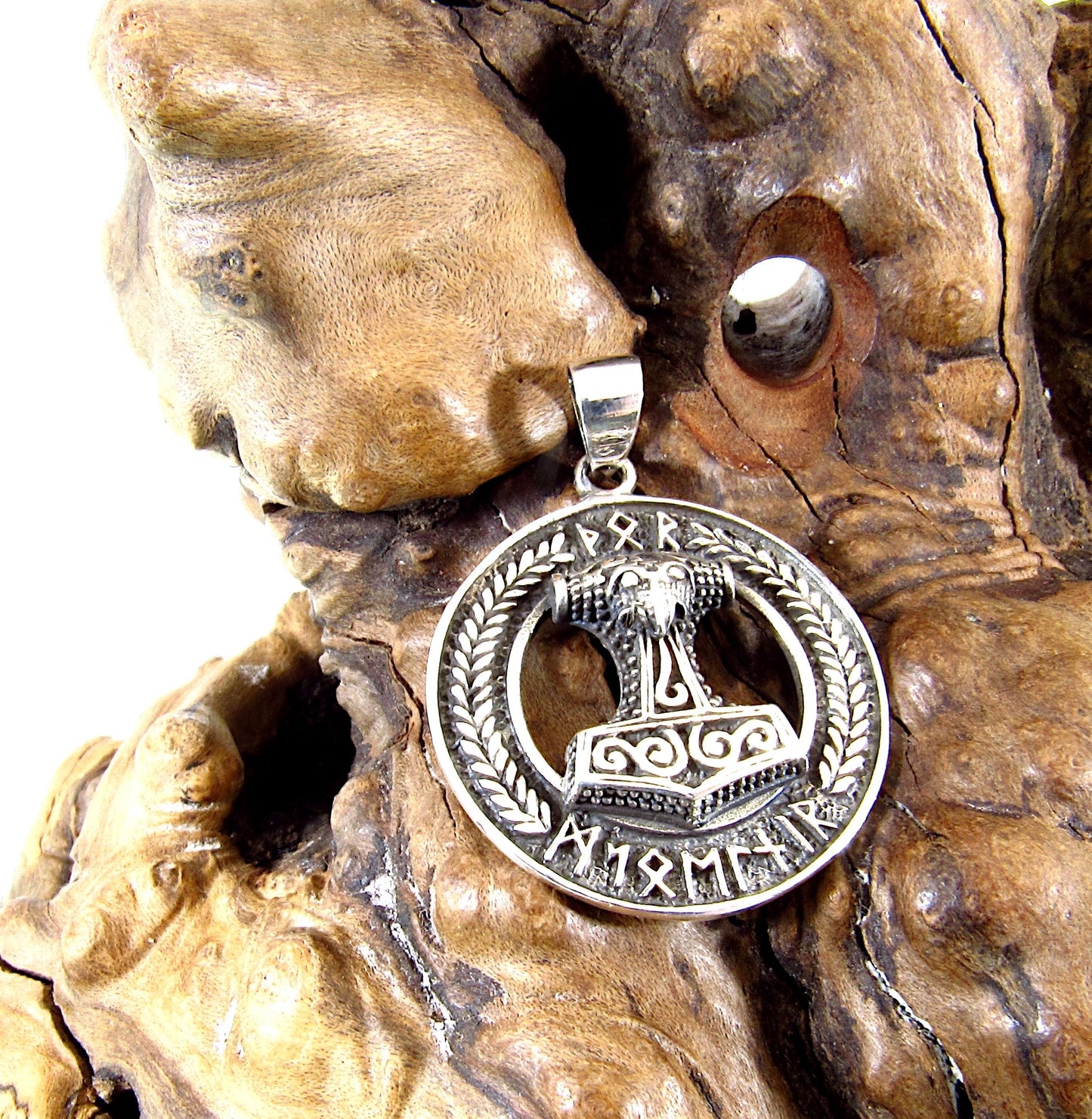 Solid 925 Sterling Silver Viking Thor’s Hammer Pendant – Norse Mythology Necklace Pendant, Mjolnir Amulet, Nordic Pagan Jewelry for Men