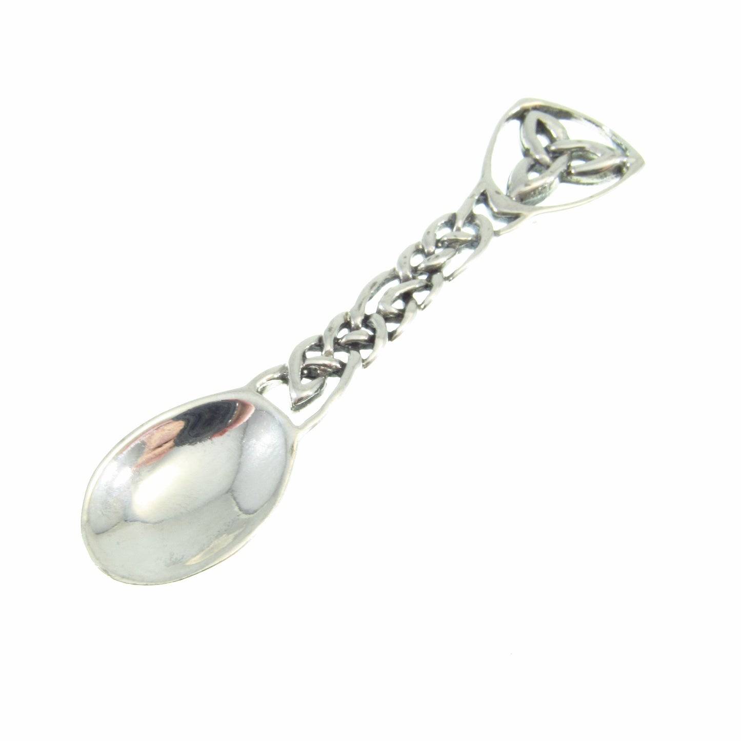 Solid 925 Sterling Silver Salt Spoon - Celtic Trinity Knot Design - Miniature Ritual Altar Spoon for Seasoning - Irish Heritage Gift