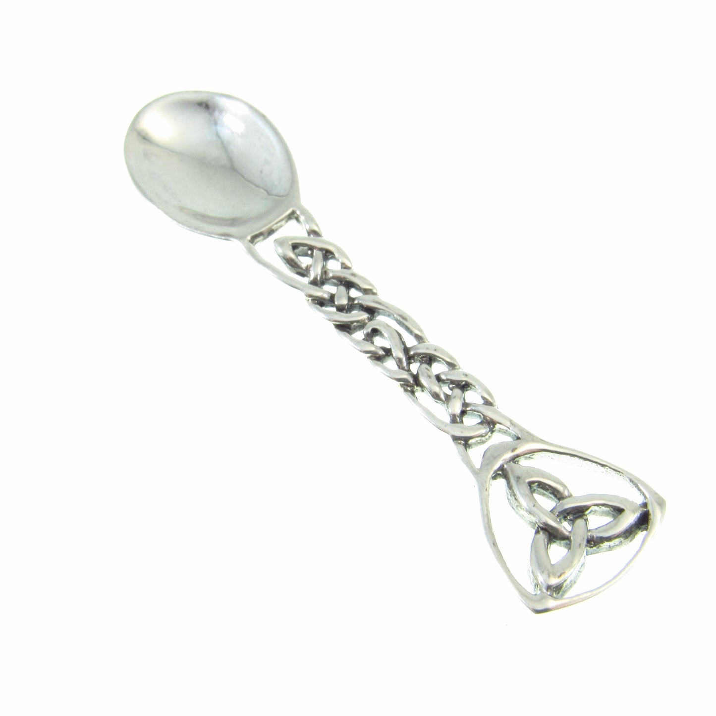Solid 925 Sterling Silver Salt Spoon - Celtic Trinity Knot Design - Miniature Ritual Altar Spoon for Seasoning - Irish Heritage Gift