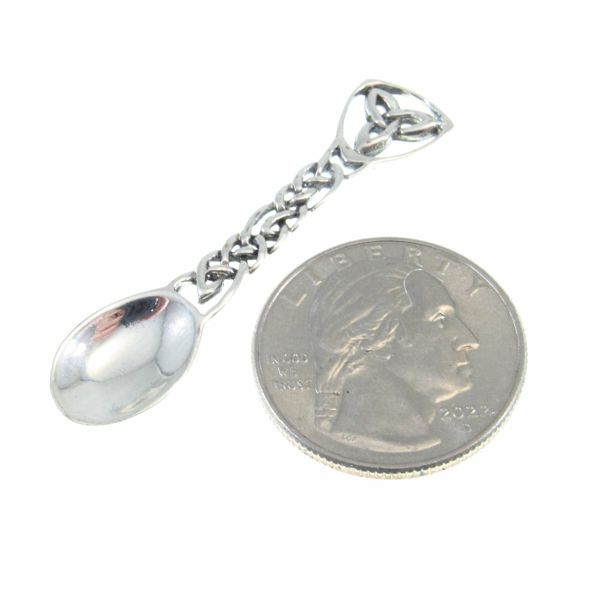 Solid 925 Sterling Silver Salt Spoon - Celtic Trinity Knot Design - Miniature Ritual Altar Spoon for Seasoning - Irish Heritage Gift