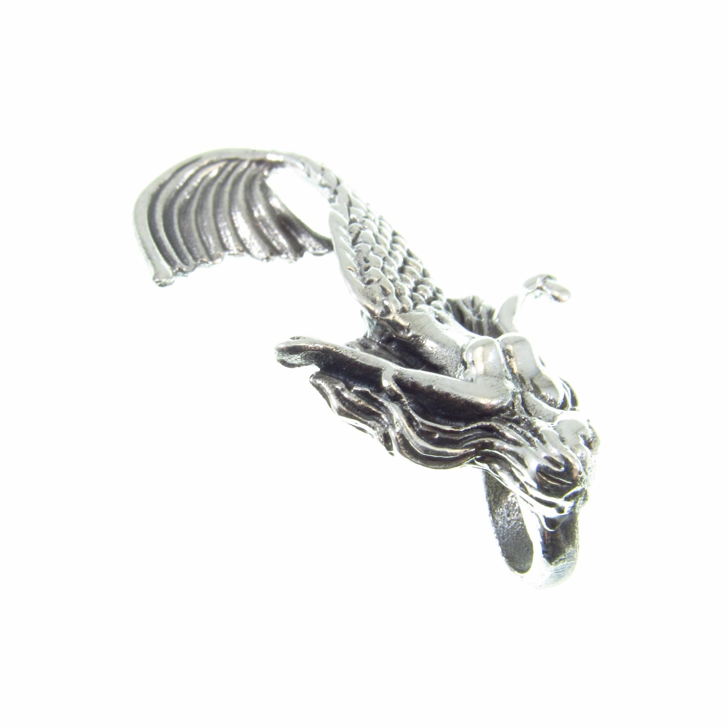 Solid 925 Sterling Silver 3D Mermaid Slide Pendant - Handcrafted Fantasy Necklace Pendant - Mythical Sea Creature Gift for Men & Women