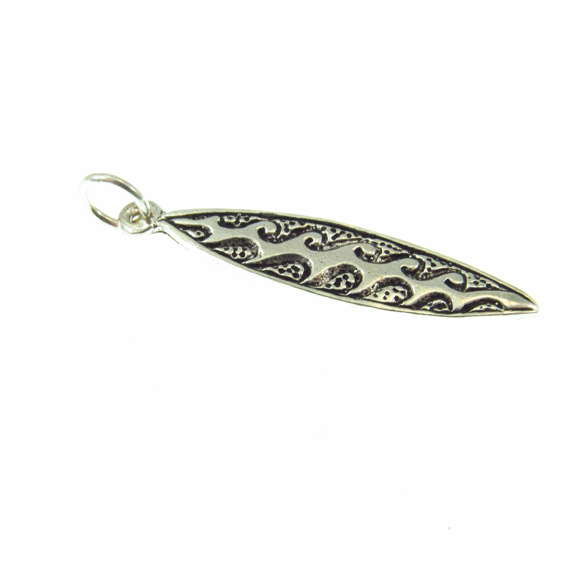 Solid 925 Sterling Silver Surfboard Pendant, Handcrafted Tropical Beach Necklace Charm, Ocean Lover & Beachcomber Gift