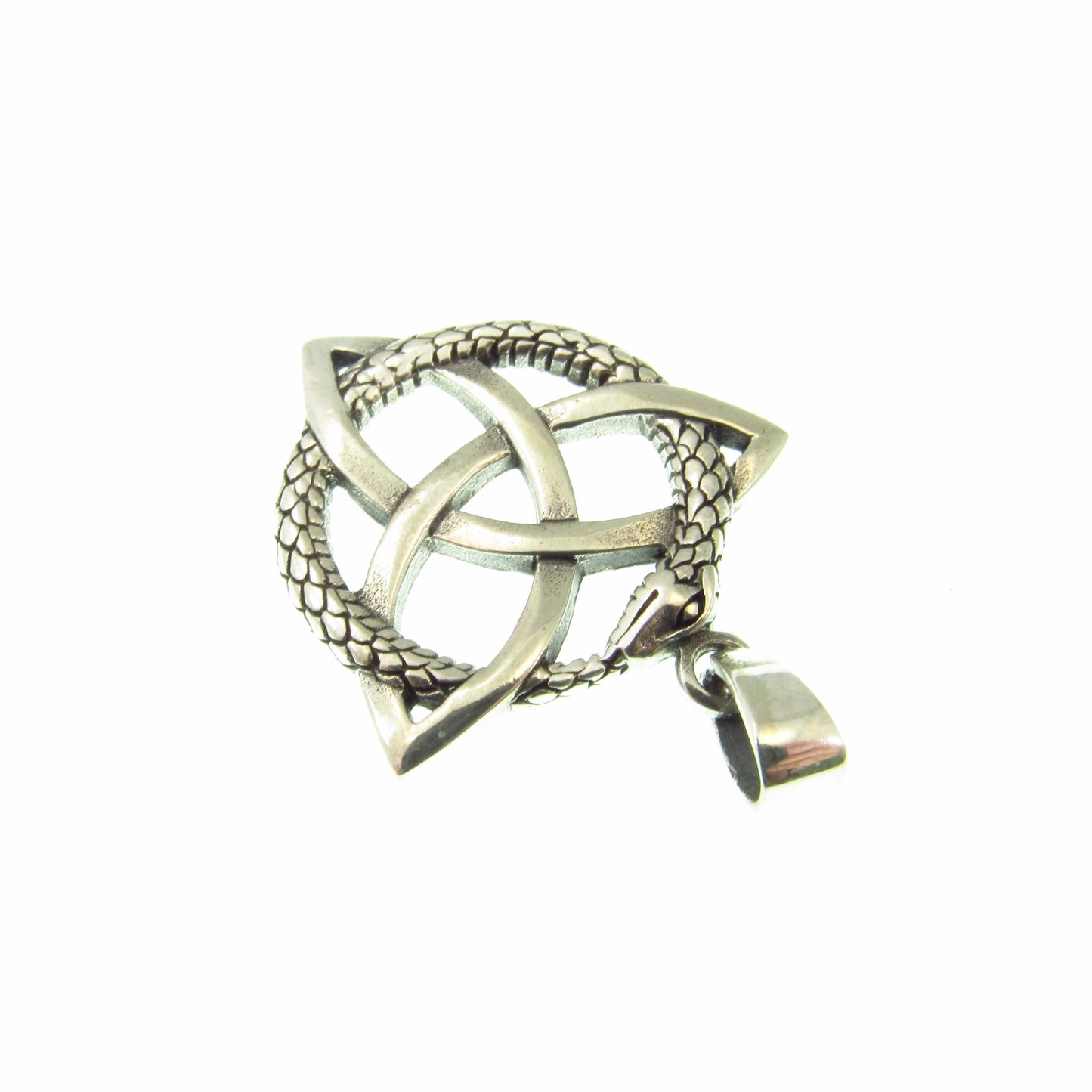 Solid 925 Sterling Silver Ouroboros Celtic Knot Pendant - Norse Viking Necklace Pendant - Snake Infinity Knot Amulet - Pagan Wiccan Jewelry