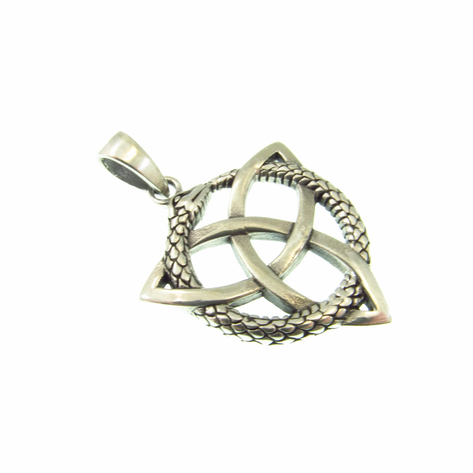 Solid 925 Sterling Silver Ouroboros Celtic Knot Pendant - Norse Viking Necklace Pendant - Snake Infinity Knot Amulet - Pagan Wiccan Jewelry