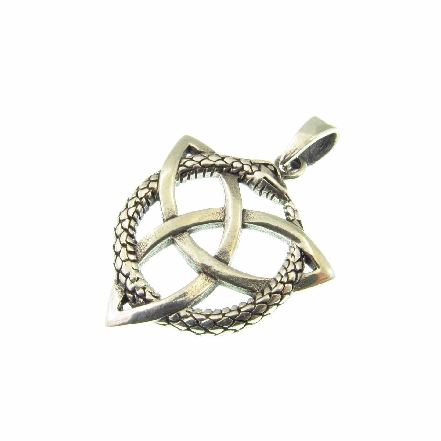 Solid 925 Sterling Silver Ouroboros Celtic Knot Pendant - Norse Viking Necklace Pendant - Snake Infinity Knot Amulet - Pagan Wiccan Jewelry