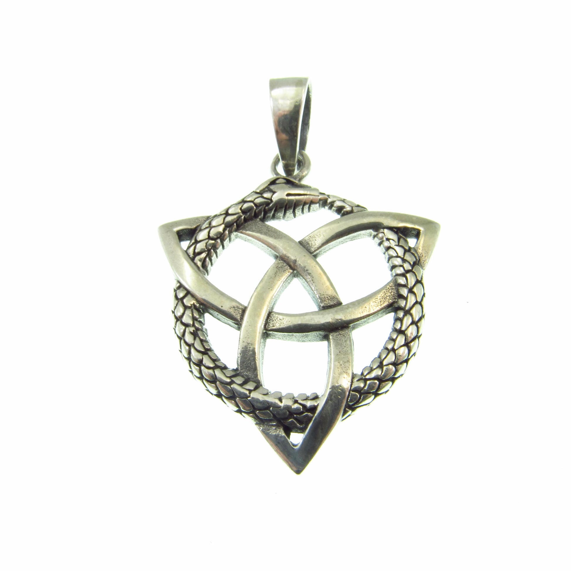 Solid 925 Sterling Silver Ouroboros Celtic Knot Pendant - Norse Viking Necklace Pendant - Snake Infinity Knot Amulet - Pagan Wiccan Jewelry