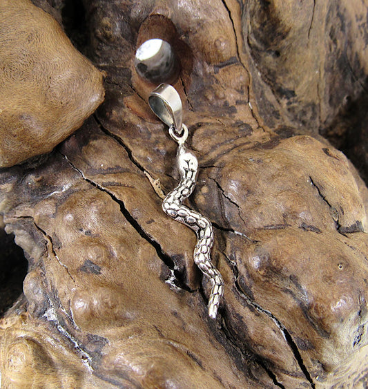 Solid 925 Sterling Silver Snake Pendant – Gothic Serpent Necklace Charm, Occult Jewelry, Wiccan Symbol, Unique Reptile Gift for Him or Her