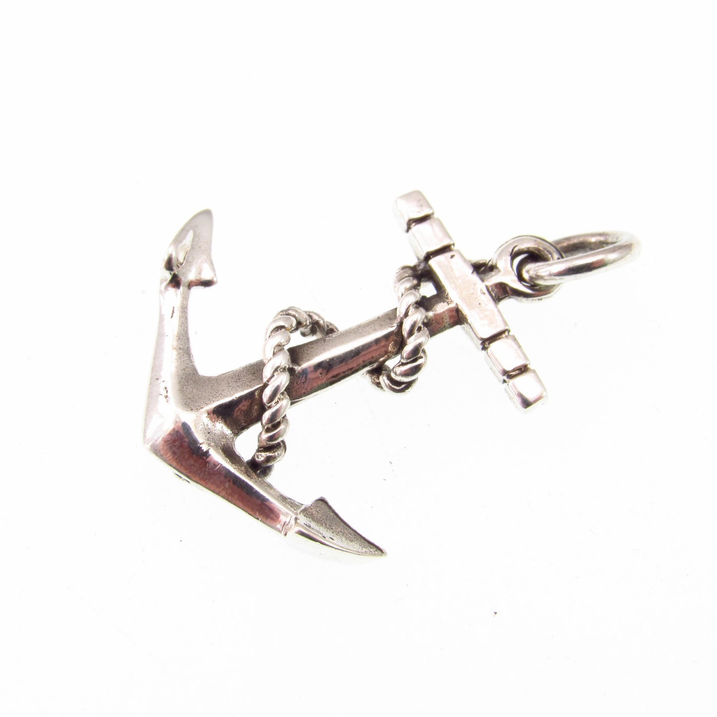 Solid 925 Sterling Silver Anchor Pendant with Rope Detail - Nautical Symbol Jewelry - Men's or Women's Silver Charm - Ocean Inspired Gift