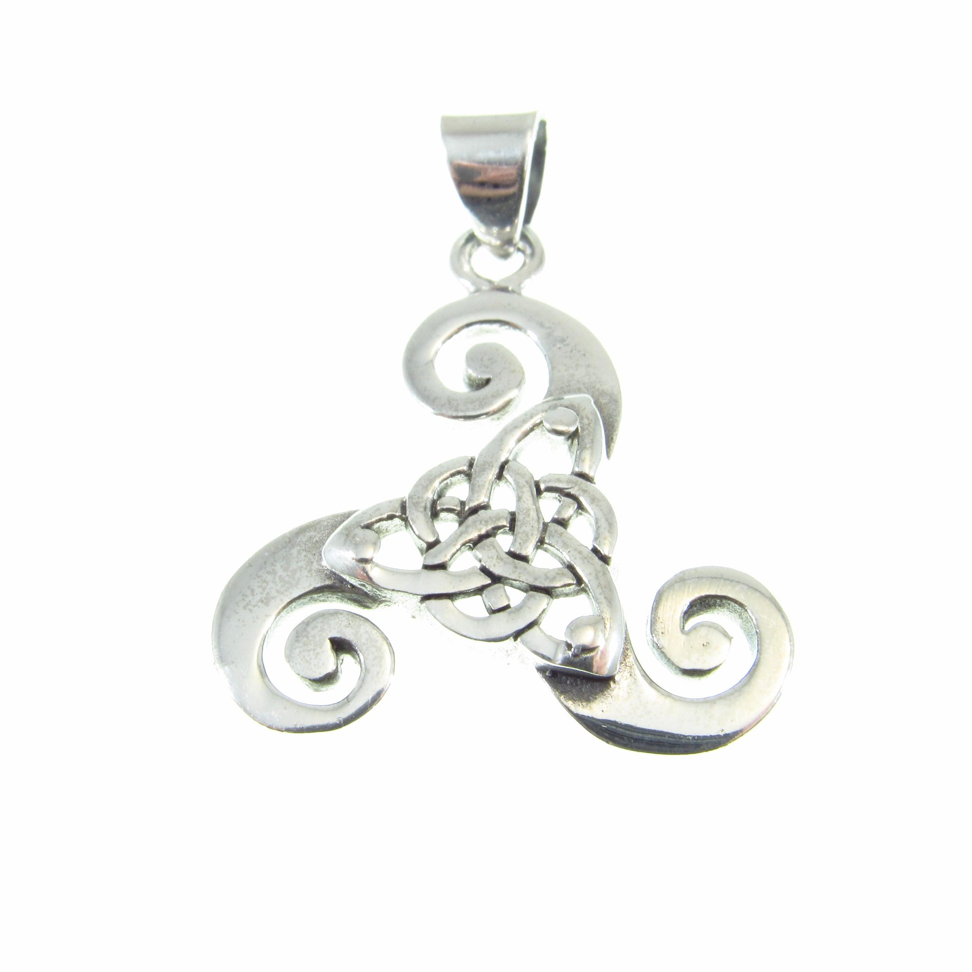 Solid 925 Sterling Silver Triskelion Pendant – Celtic Spiral Necklace Charm, Pagan Trinity Knot, Norse / Viking Jewelry Gift for Him & Her
