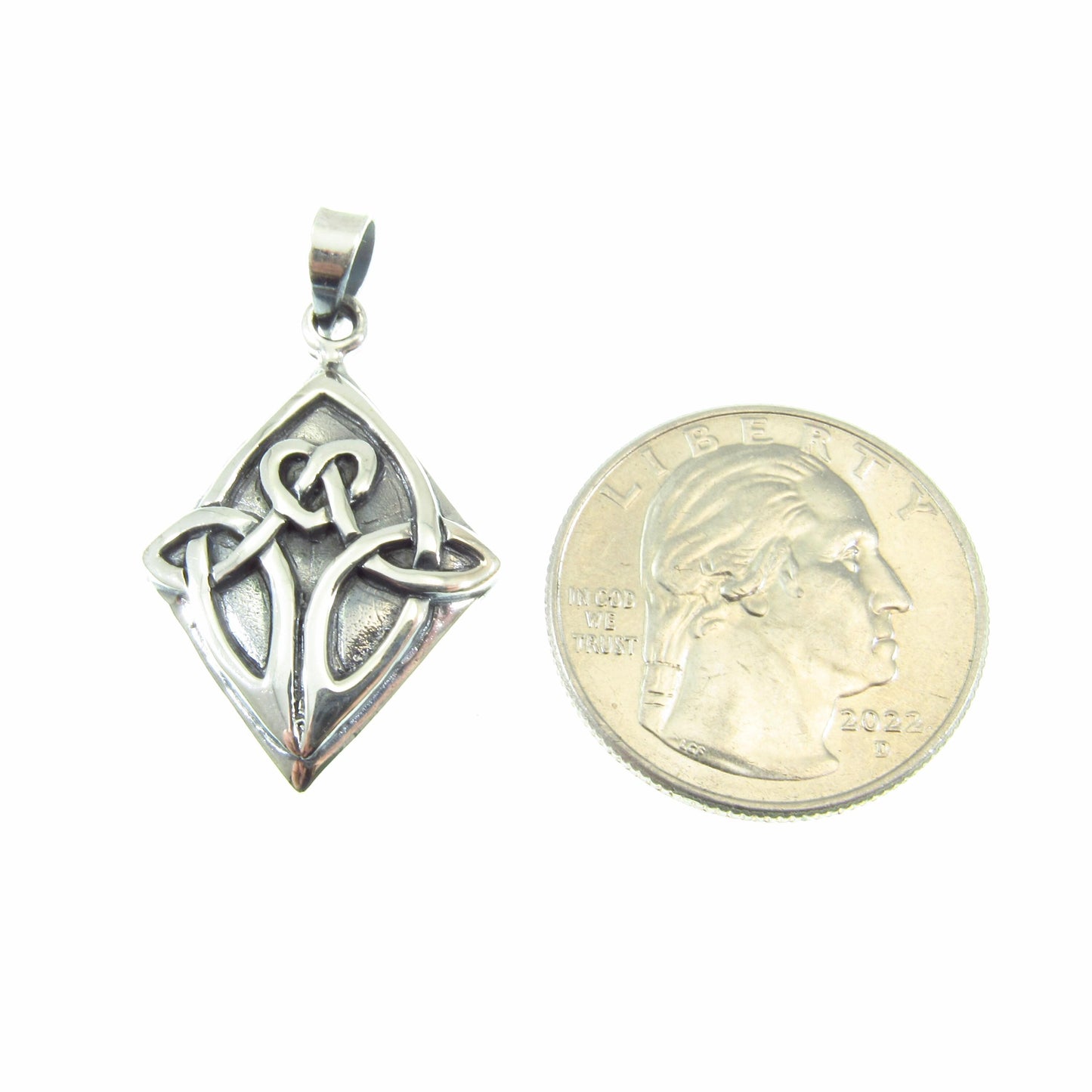 Solid 925 Sterling Silver Celtic Diamond Pendant – Handcrafted Celtic Knot Necklace Charm, Gaelic Jewelry Gift for Him or Her