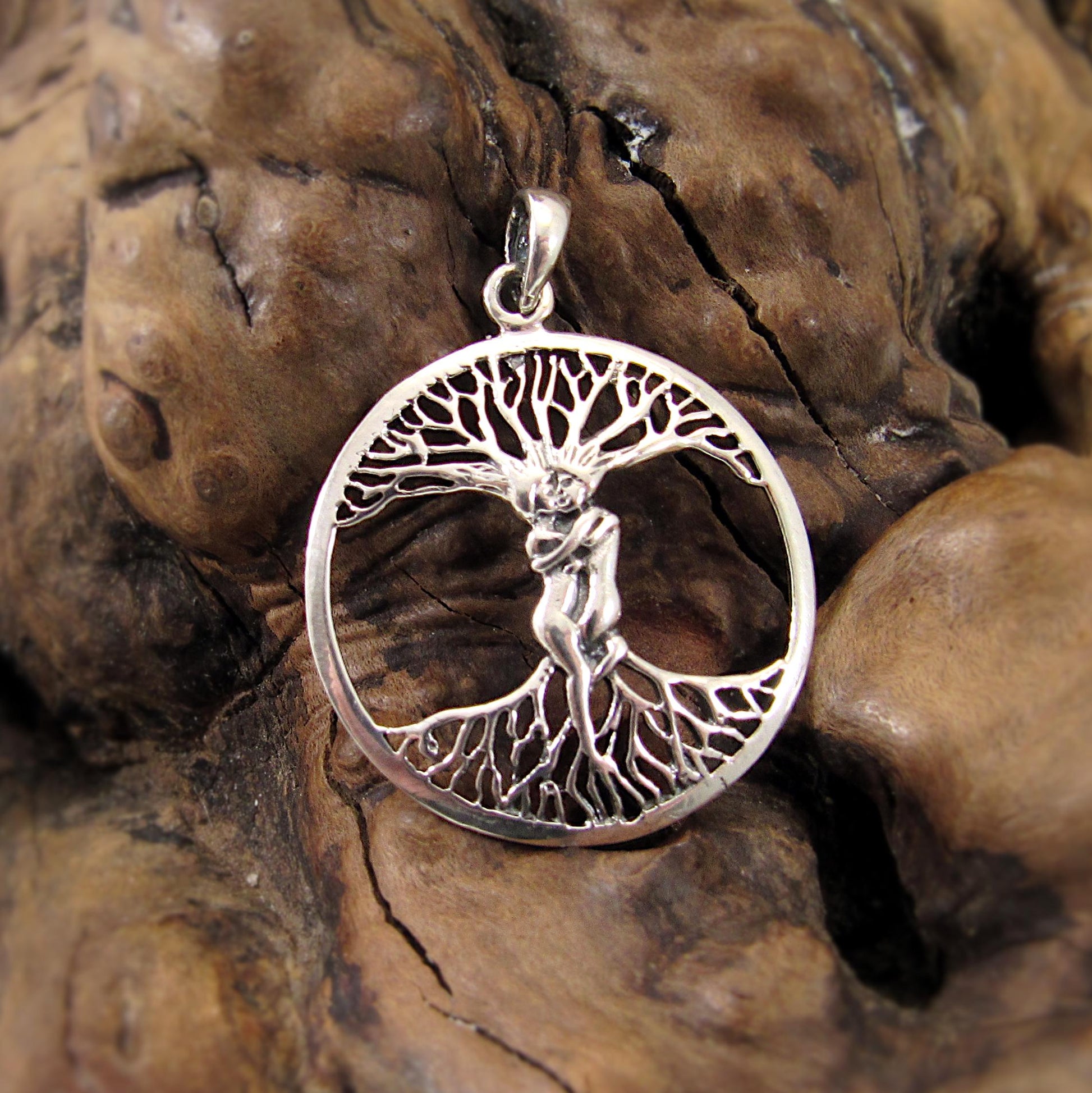 Solid 925 Sterling Silver Lovers Entwined Pendant - Couple Embracing - Tree of Life Pendant, Yggdrasil Amulet, Handcrafted Spiritual Jewelry