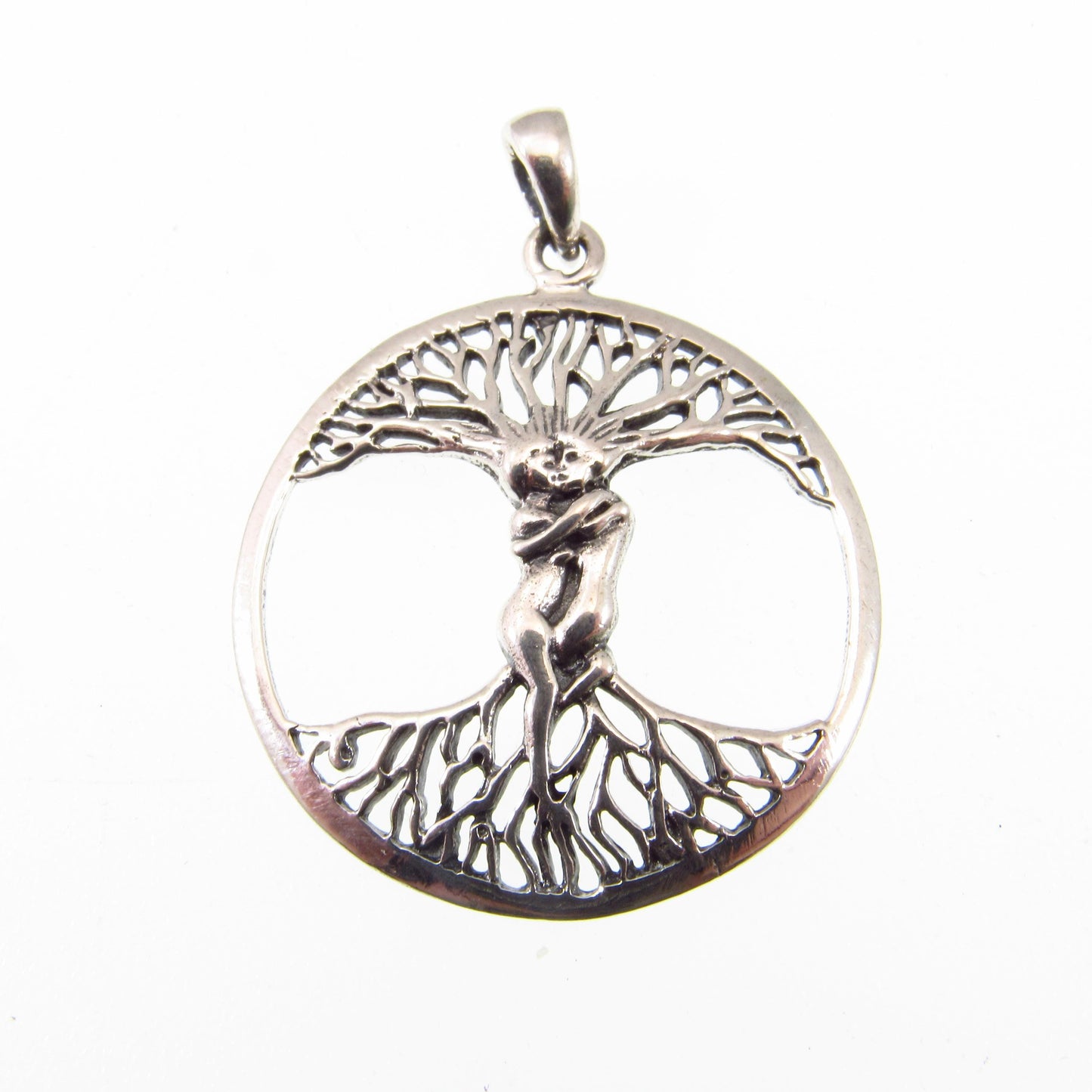 Solid 925 Sterling Silver Lovers Entwined Pendant - Couple Embracing - Tree of Life Pendant, Yggdrasil Amulet, Handcrafted Spiritual Jewelry