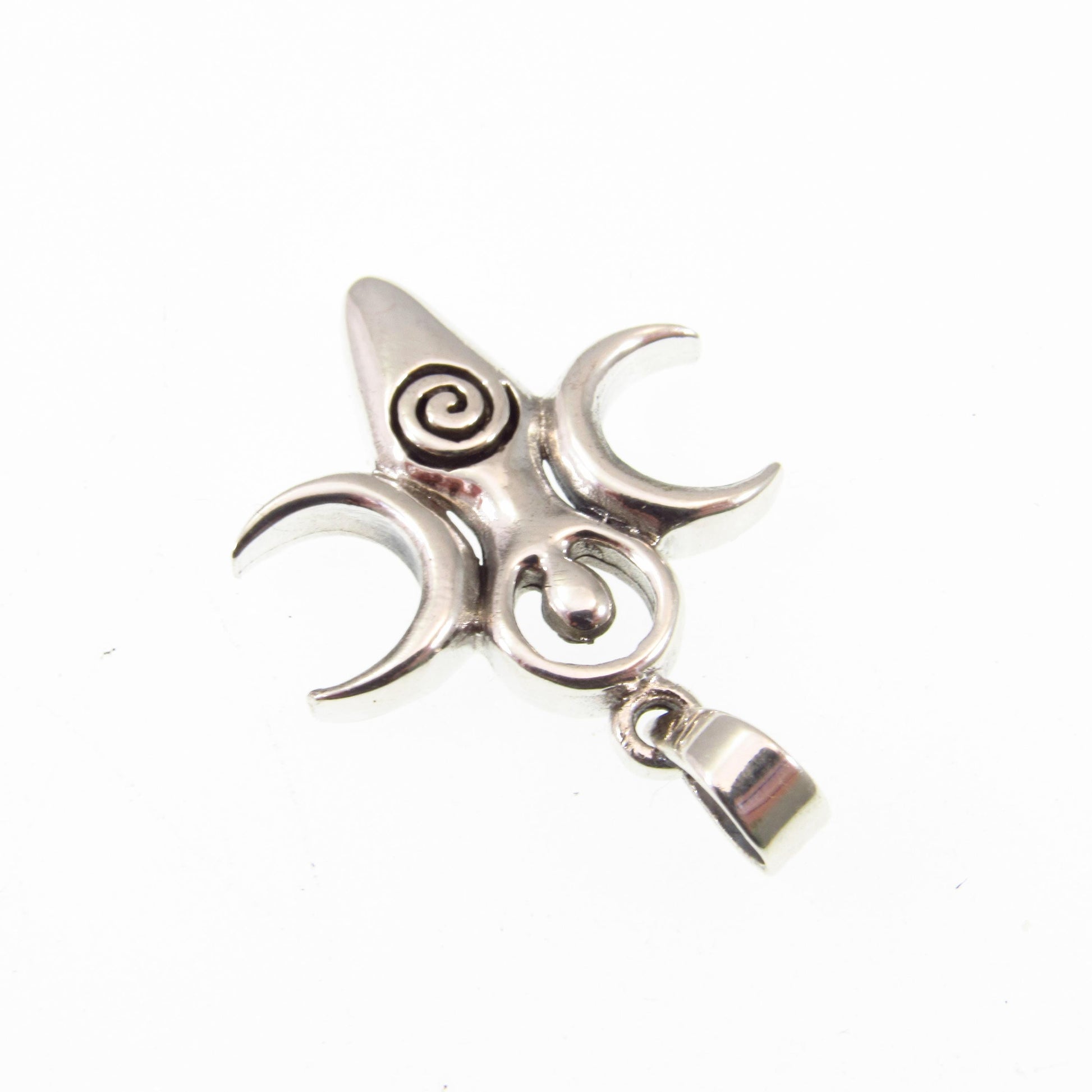 Solid 925 Sterling Silver Triple Moon Spiral Goddess Pendant – Pagan & Wiccan Jewelry, Divine Feminine Charm, Spiritual Gift for Women