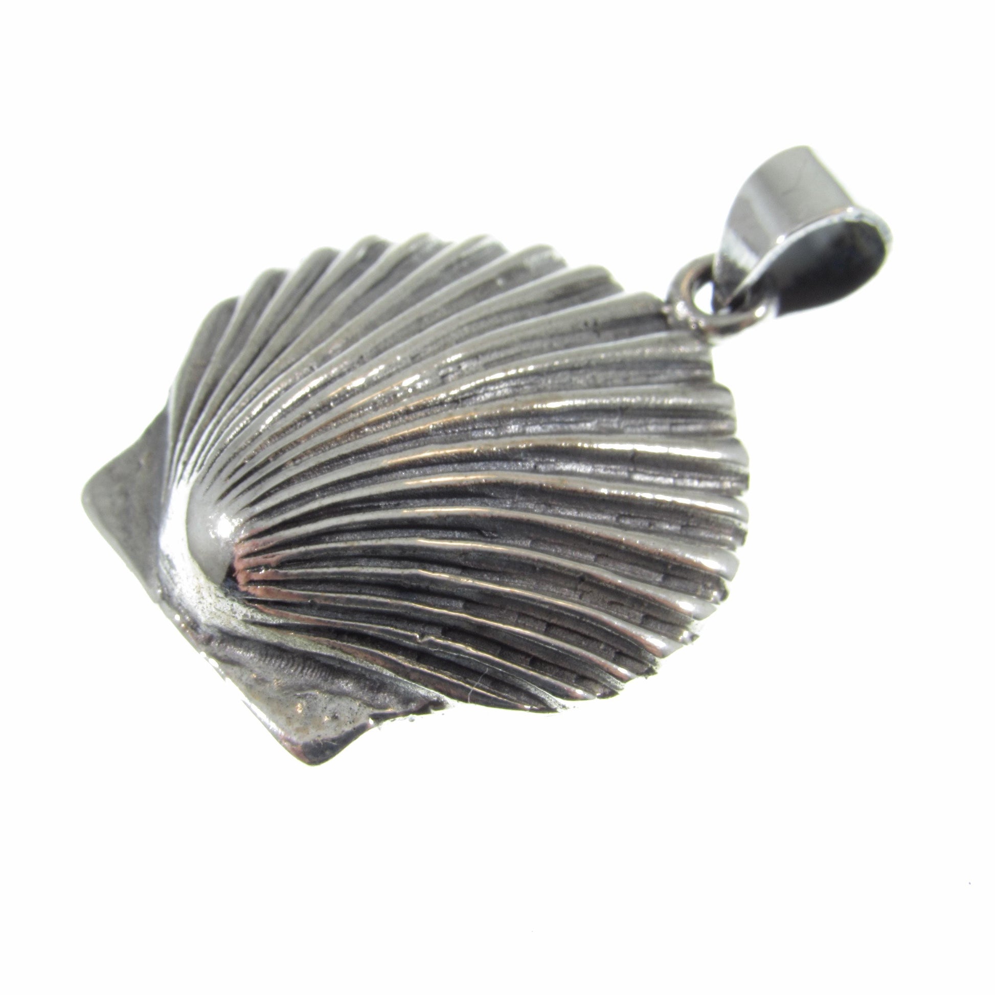 Solid 925 Sterling Silver Seashell Pendant - Clam Shell Scallop Charm - Handcrafted Nautical, Beach, Ocean, Coastal Sea Life Jewelry
