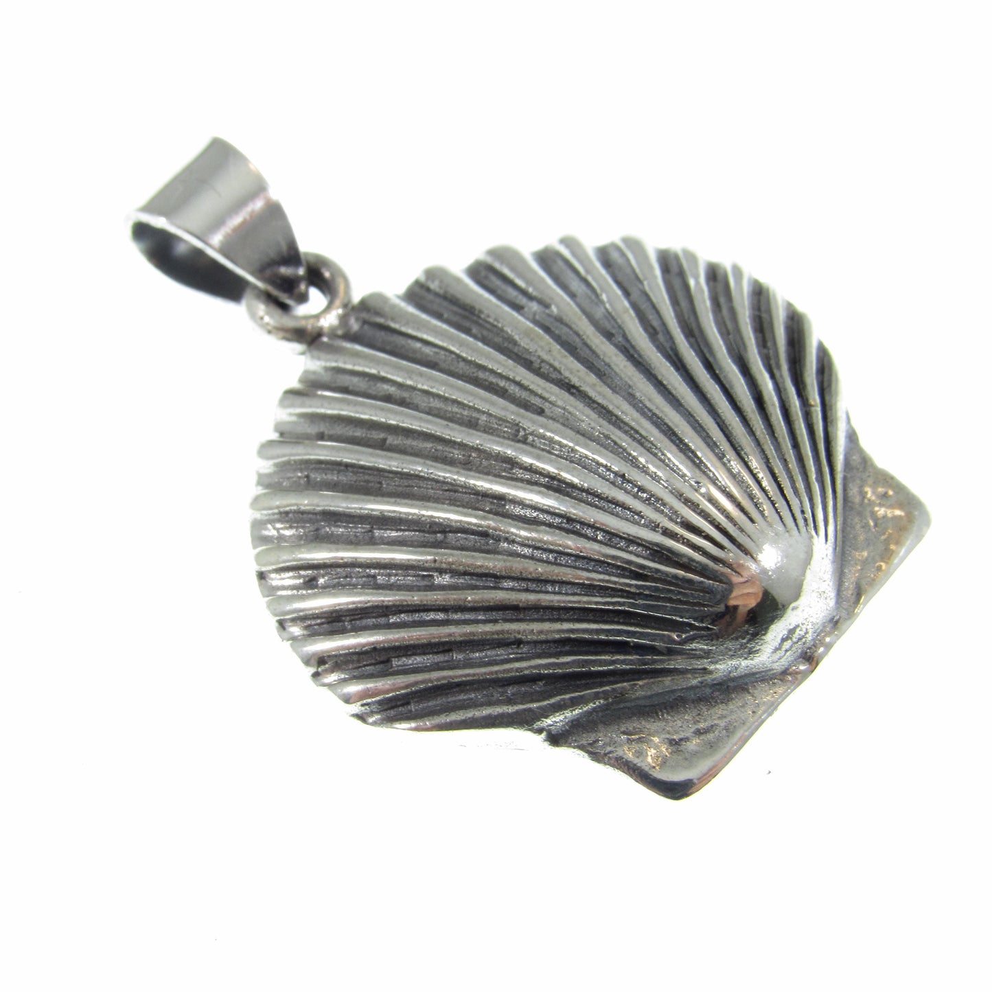 Solid 925 Sterling Silver Seashell Pendant - Clam Shell Scallop Charm - Handcrafted Nautical, Beach, Ocean, Coastal Sea Life Jewelry