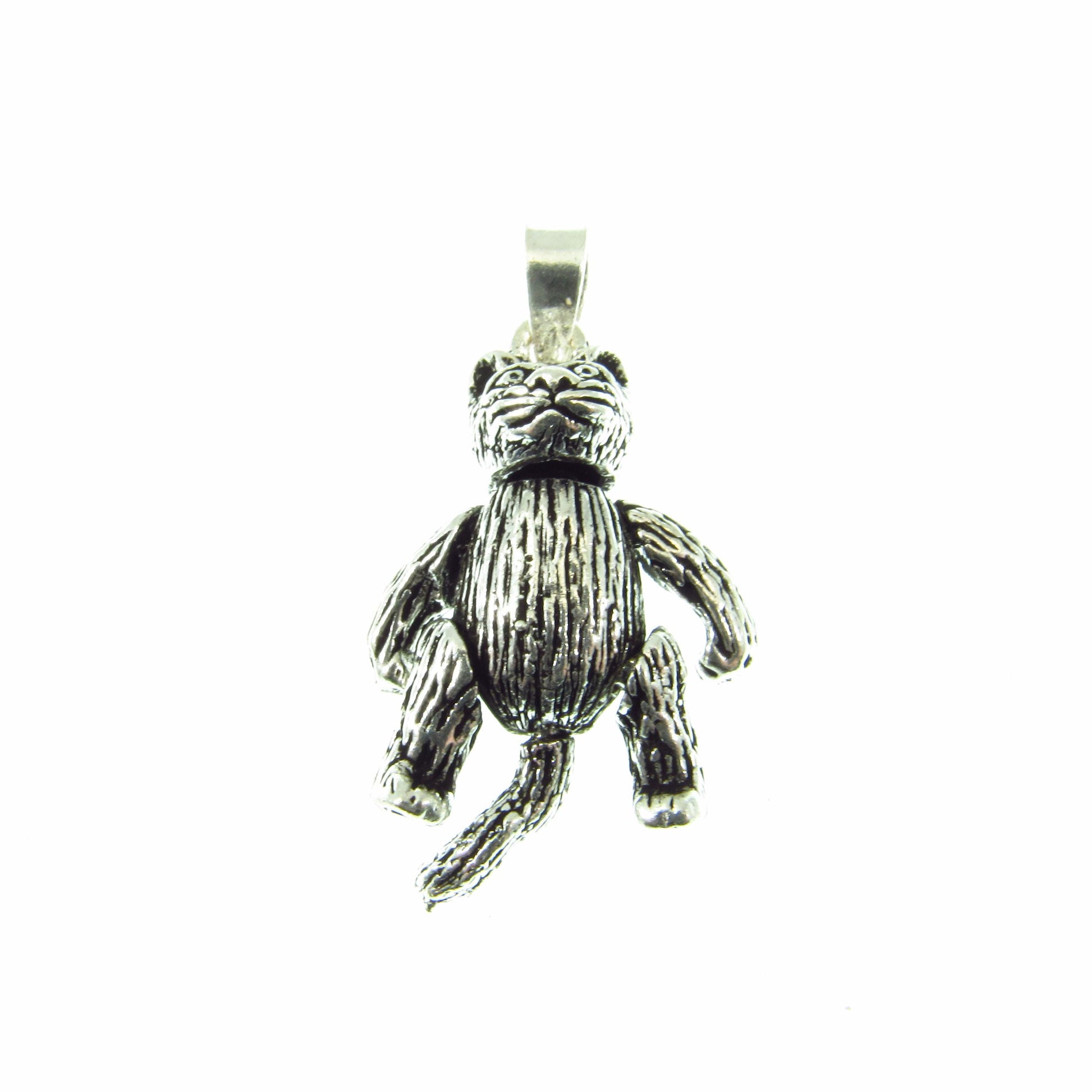 Solid 925 Sterling Silver Articulated Kitty Cat Pendant – Movable Cat Charm, Silver Cat Lover Jewelry, Unique Feline Gift
