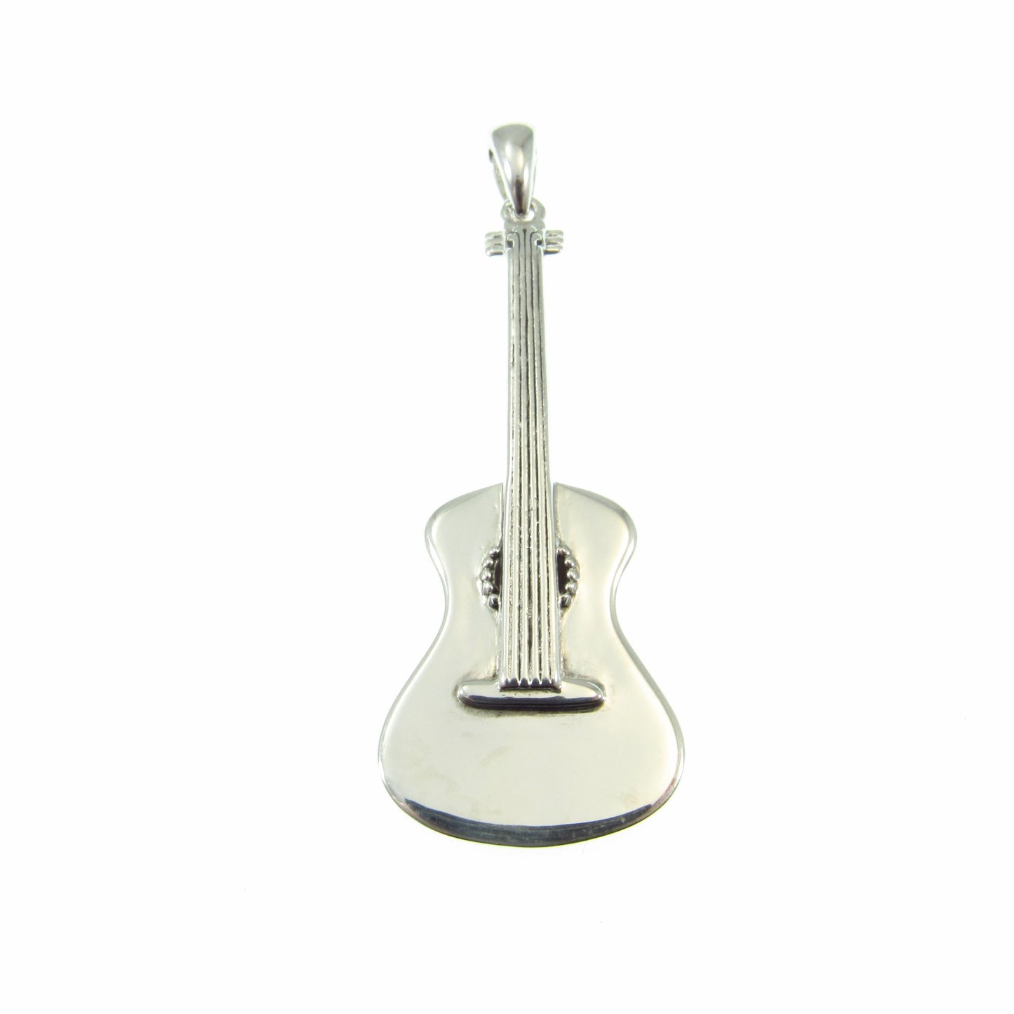 Solid 925 Sterling Silver Guitar Pendant – Music Jewelry, Silver Guitarist Necklace Pendant, Unique Gift for Musicians & Rock Lovers