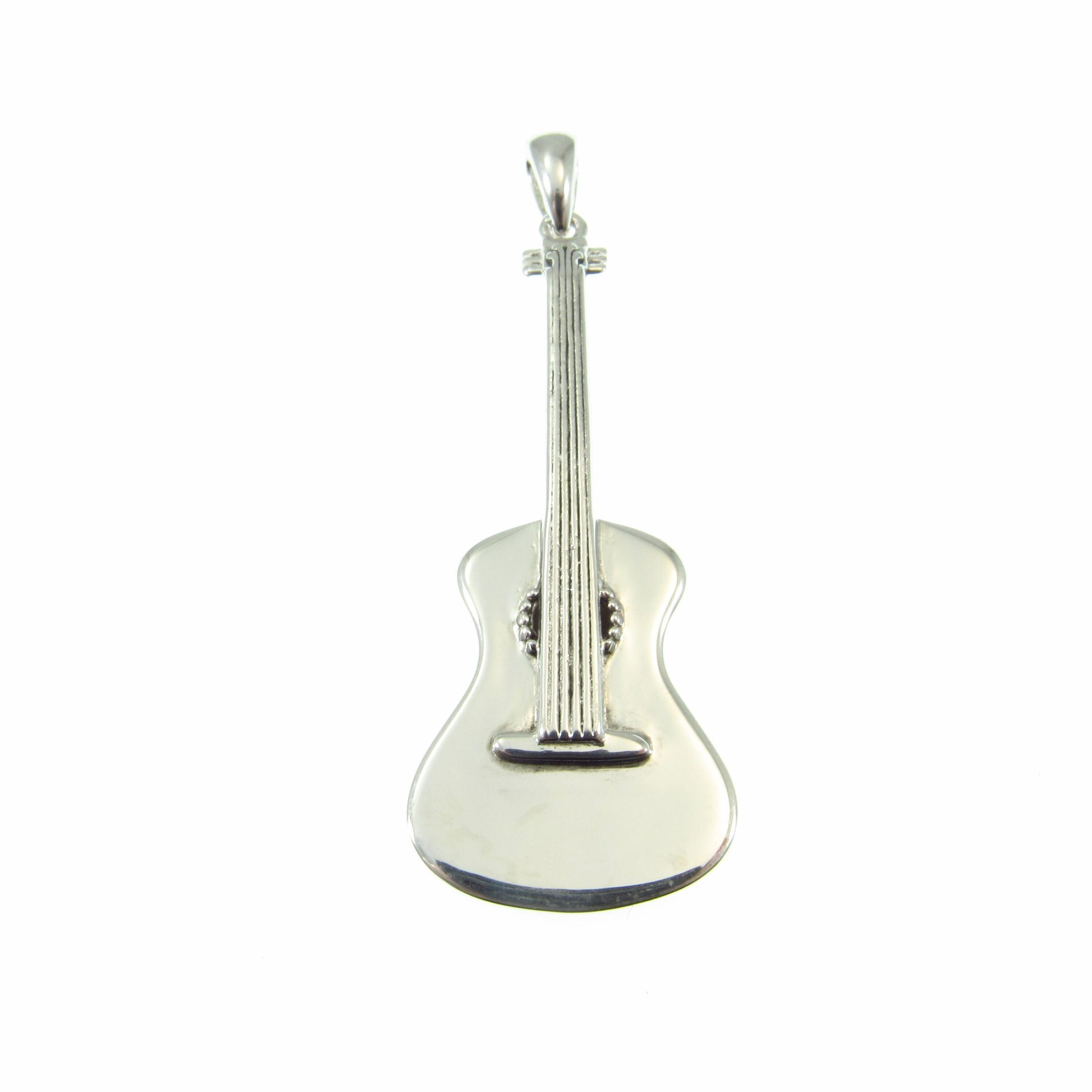 Solid 925 Sterling Silver Guitar Pendant – Music Jewelry, Silver Guitarist Necklace Pendant, Unique Gift for Musicians & Rock Lovers