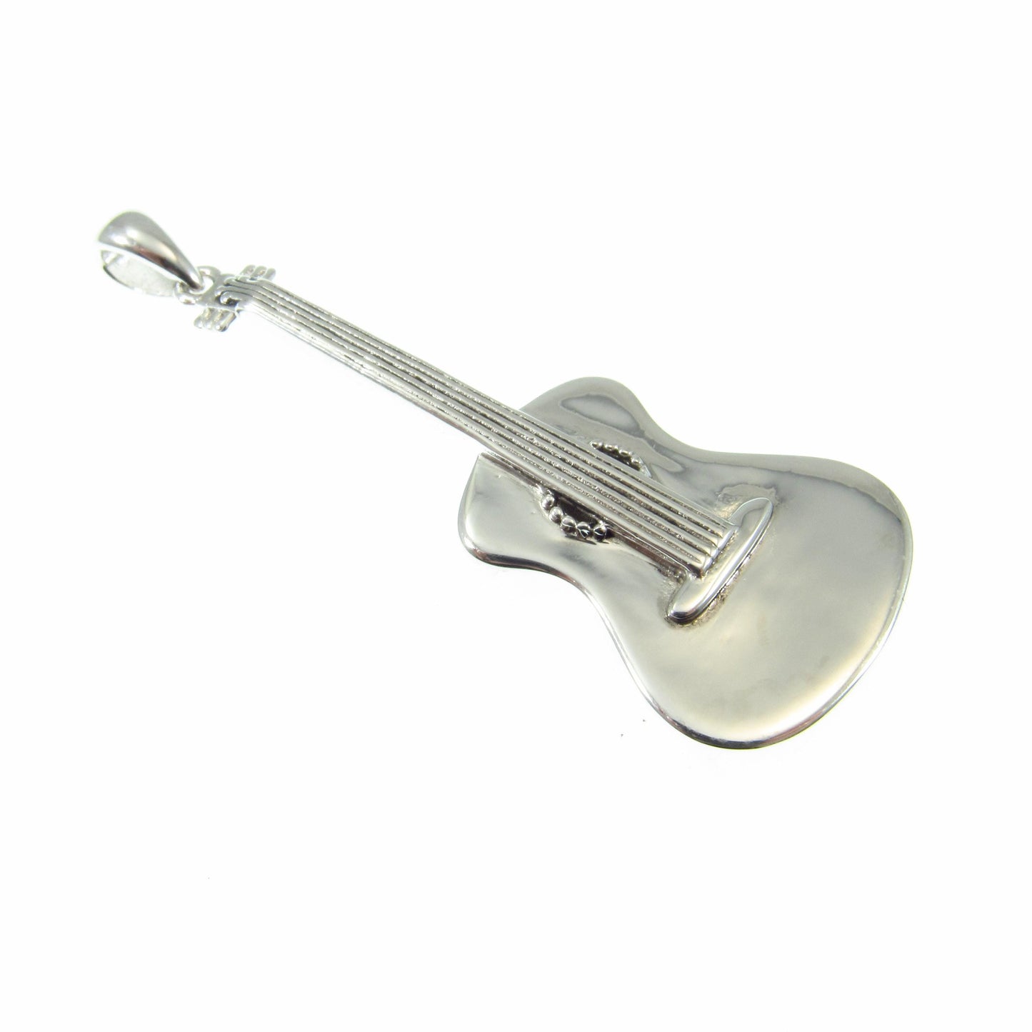 Solid 925 Sterling Silver Guitar Pendant – Music Jewelry, Silver Guitarist Necklace Pendant, Unique Gift for Musicians & Rock Lovers