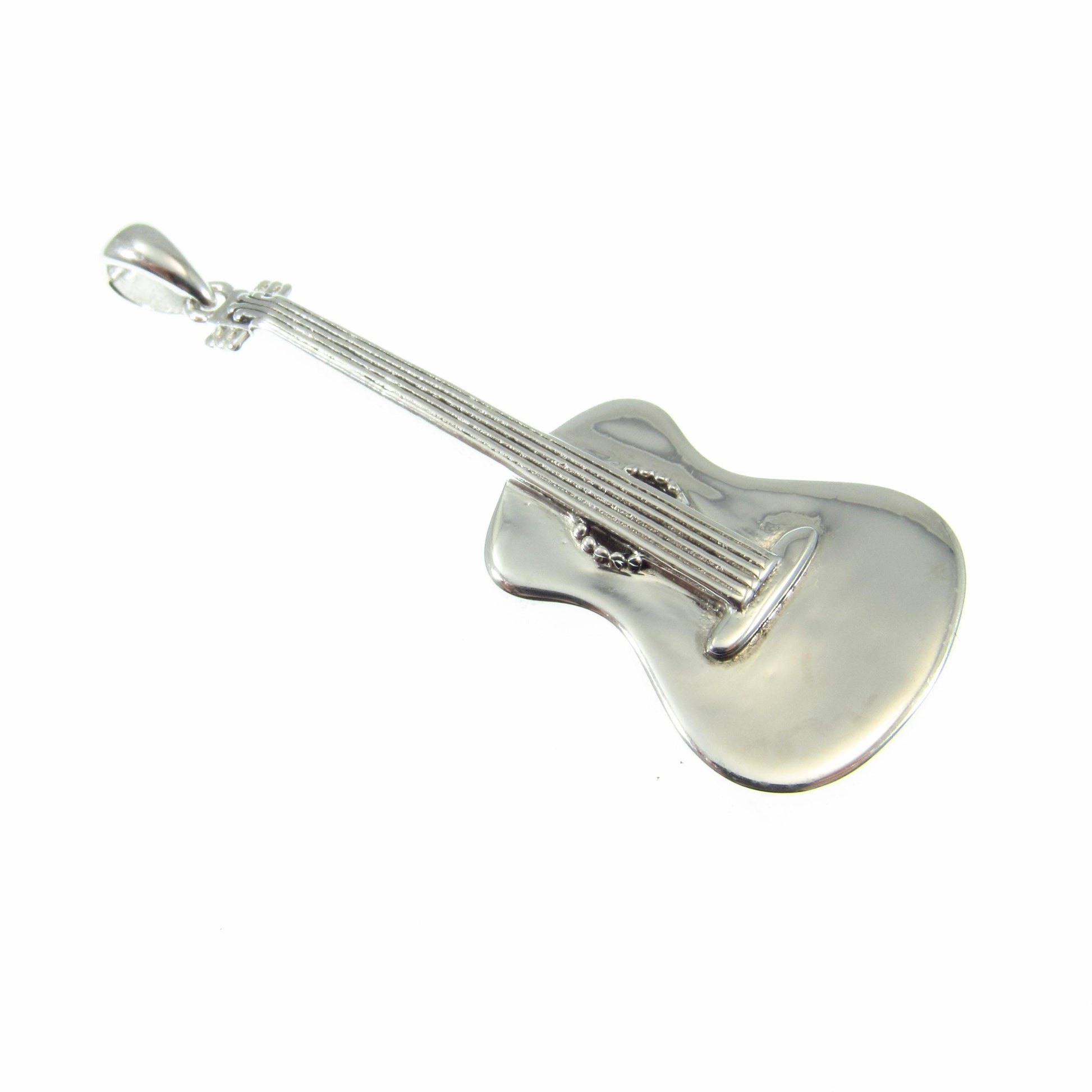 Solid 925 Sterling Silver Guitar Pendant – Music Jewelry, Silver Guitarist Necklace Pendant, Unique Gift for Musicians & Rock Lovers