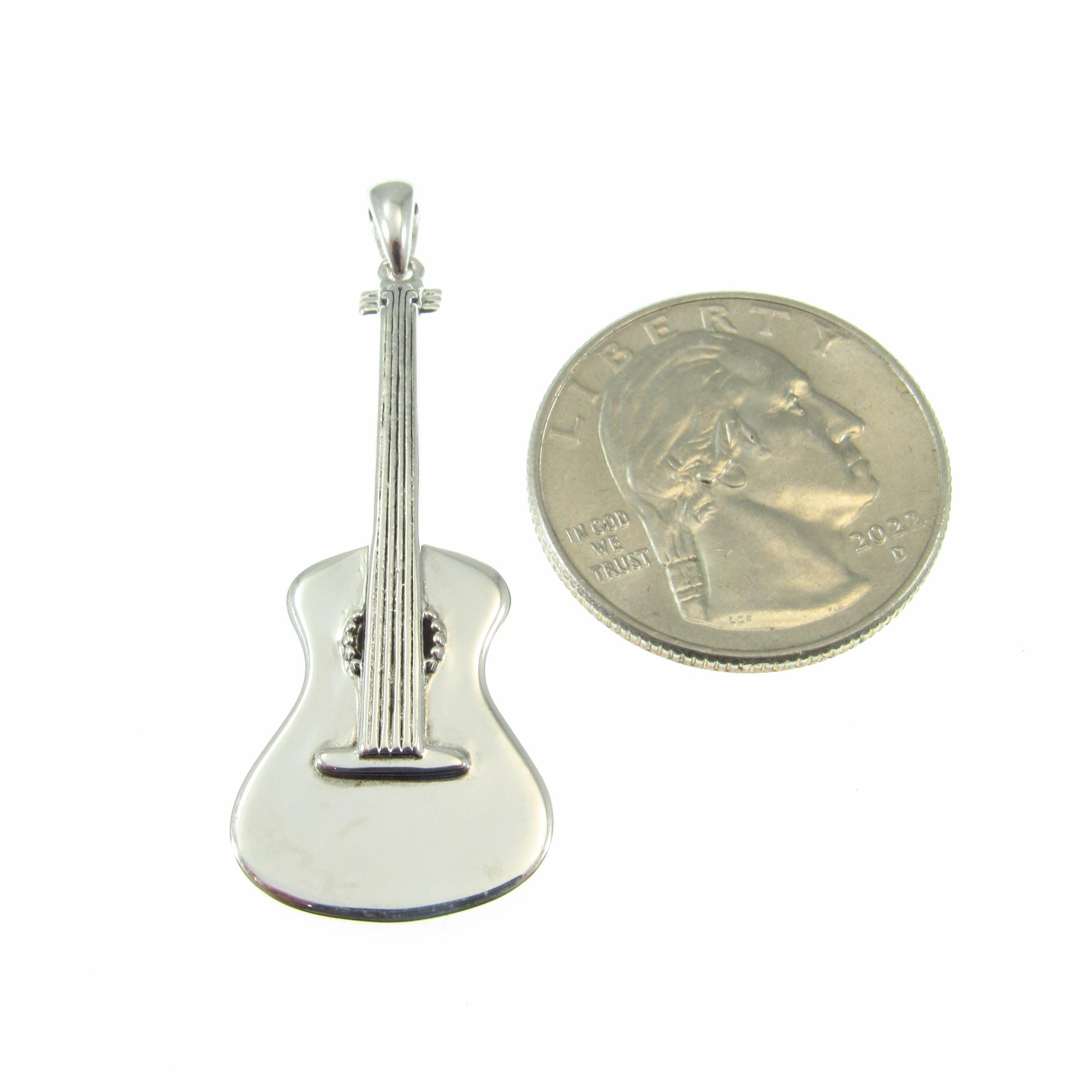 Solid 925 Sterling Silver Guitar Pendant – Music Jewelry, Silver Guitarist Necklace Pendant, Unique Gift for Musicians & Rock Lovers