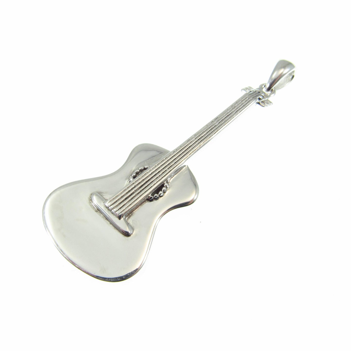 Solid 925 Sterling Silver Guitar Pendant – Music Jewelry, Silver Guitarist Necklace Pendant, Unique Gift for Musicians & Rock Lovers