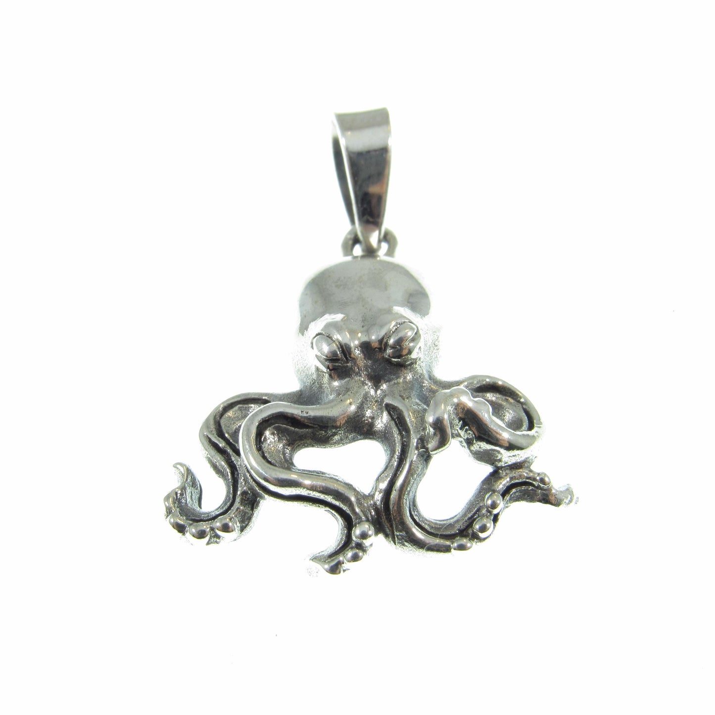 Solid 925 Sterling Silver Octopus Pendant with Tentacles, Unique Handcrafted Mythical Sea Life Jewelry Charm, Ocean and Nautical Gift