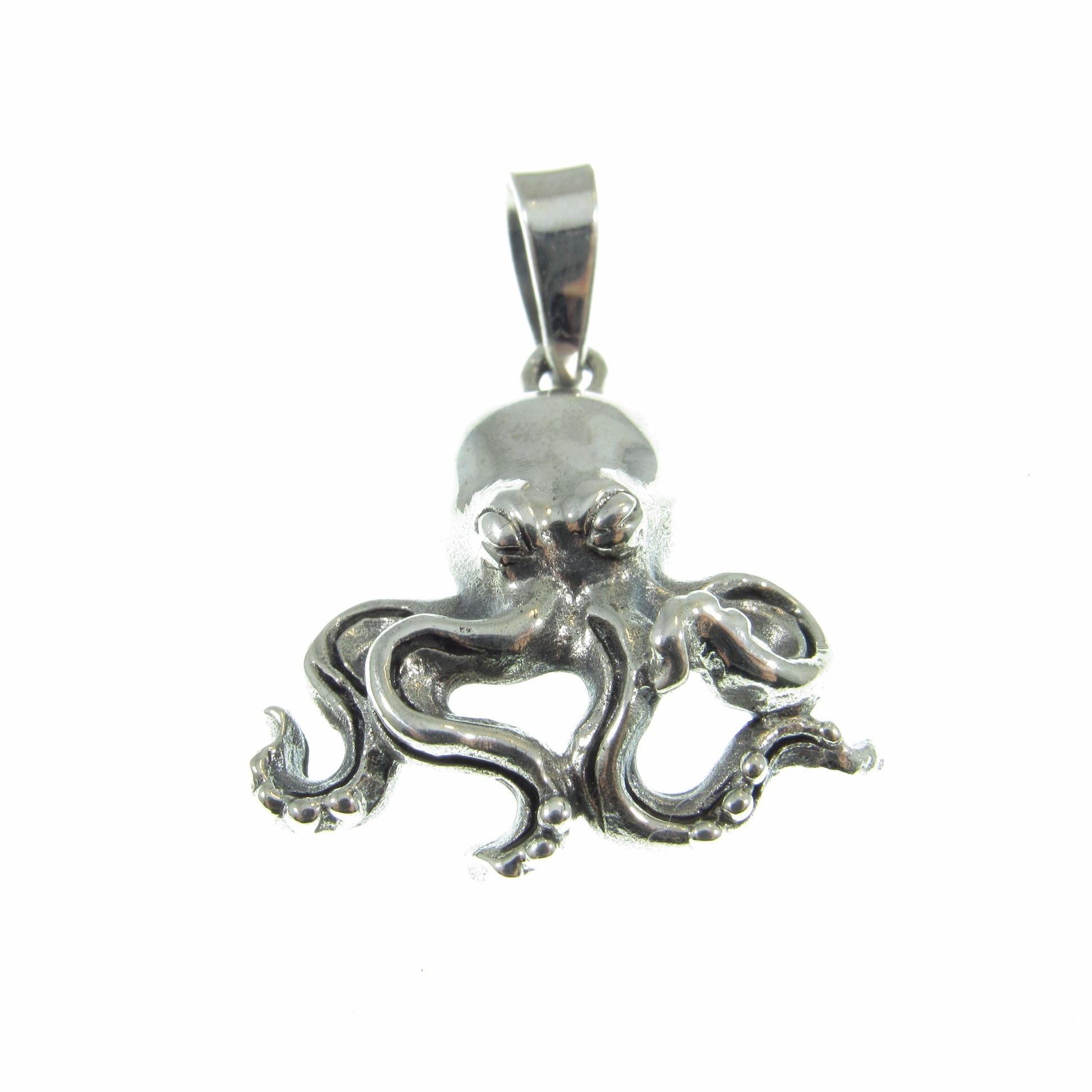 Solid 925 Sterling Silver Octopus Pendant with Tentacles, Unique Handcrafted Mythical Sea Life Jewelry Charm, Ocean and Nautical Gift