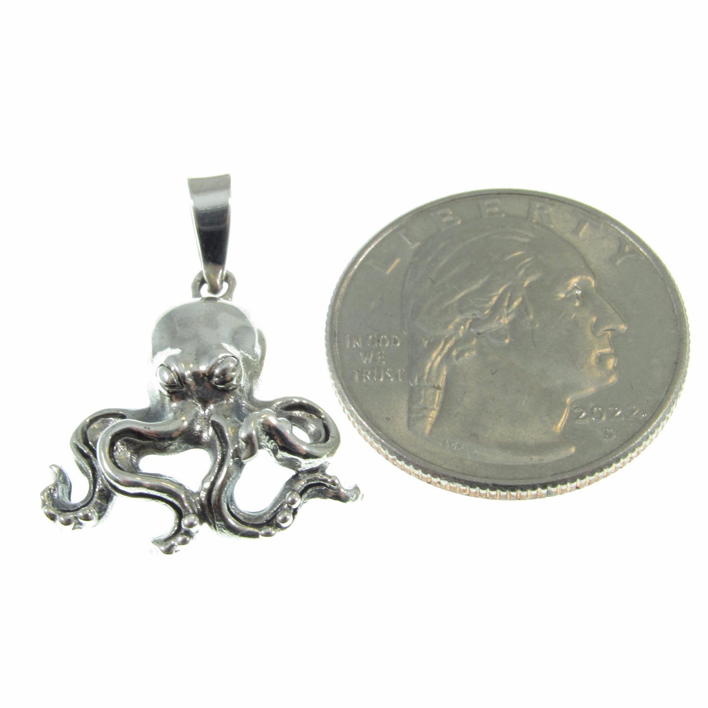 Solid 925 Sterling Silver Octopus Pendant with Tentacles, Unique Handcrafted Mythical Sea Life Jewelry Charm, Ocean and Nautical Gift