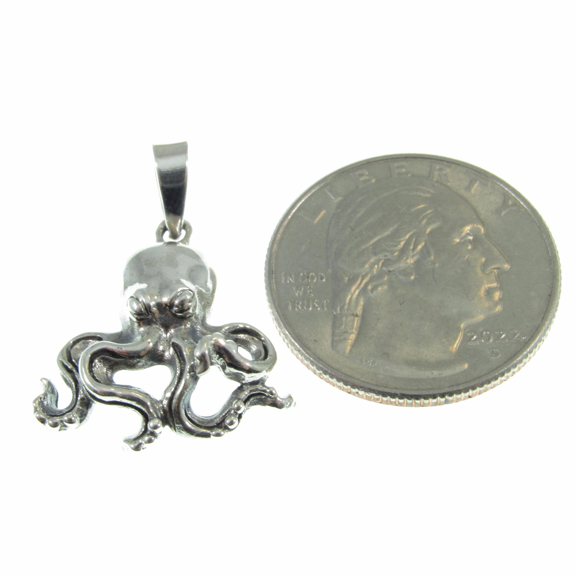 Solid 925 Sterling Silver Octopus Pendant with Tentacles, Unique Handcrafted Mythical Sea Life Jewelry Charm, Ocean and Nautical Gift