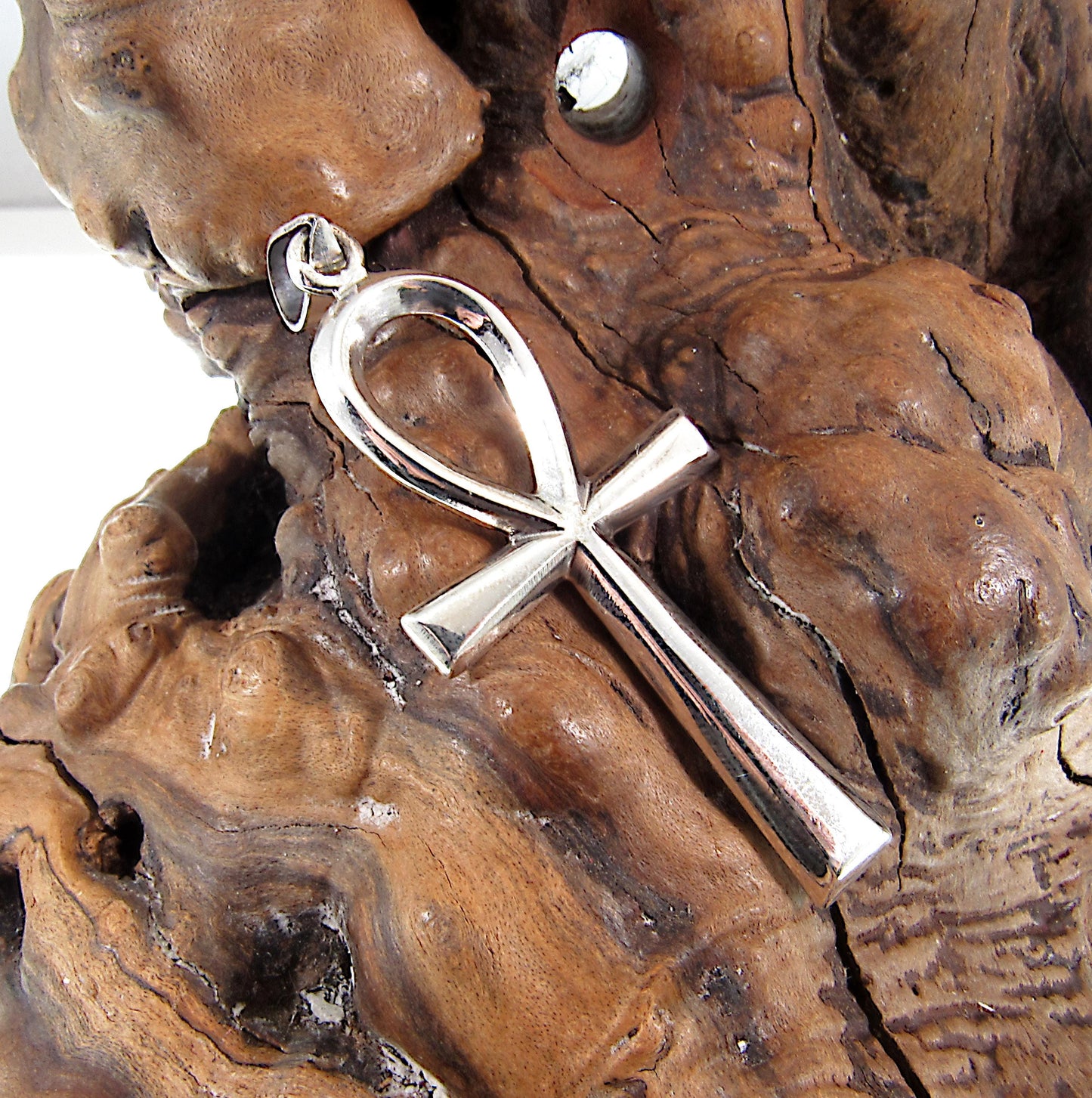 Large Solid 925 Sterling Silver Egyptian Ankh, Crux Ansata Cross, Handcrafted Egyptian Jewelry, Key of Life Pendant for Men
